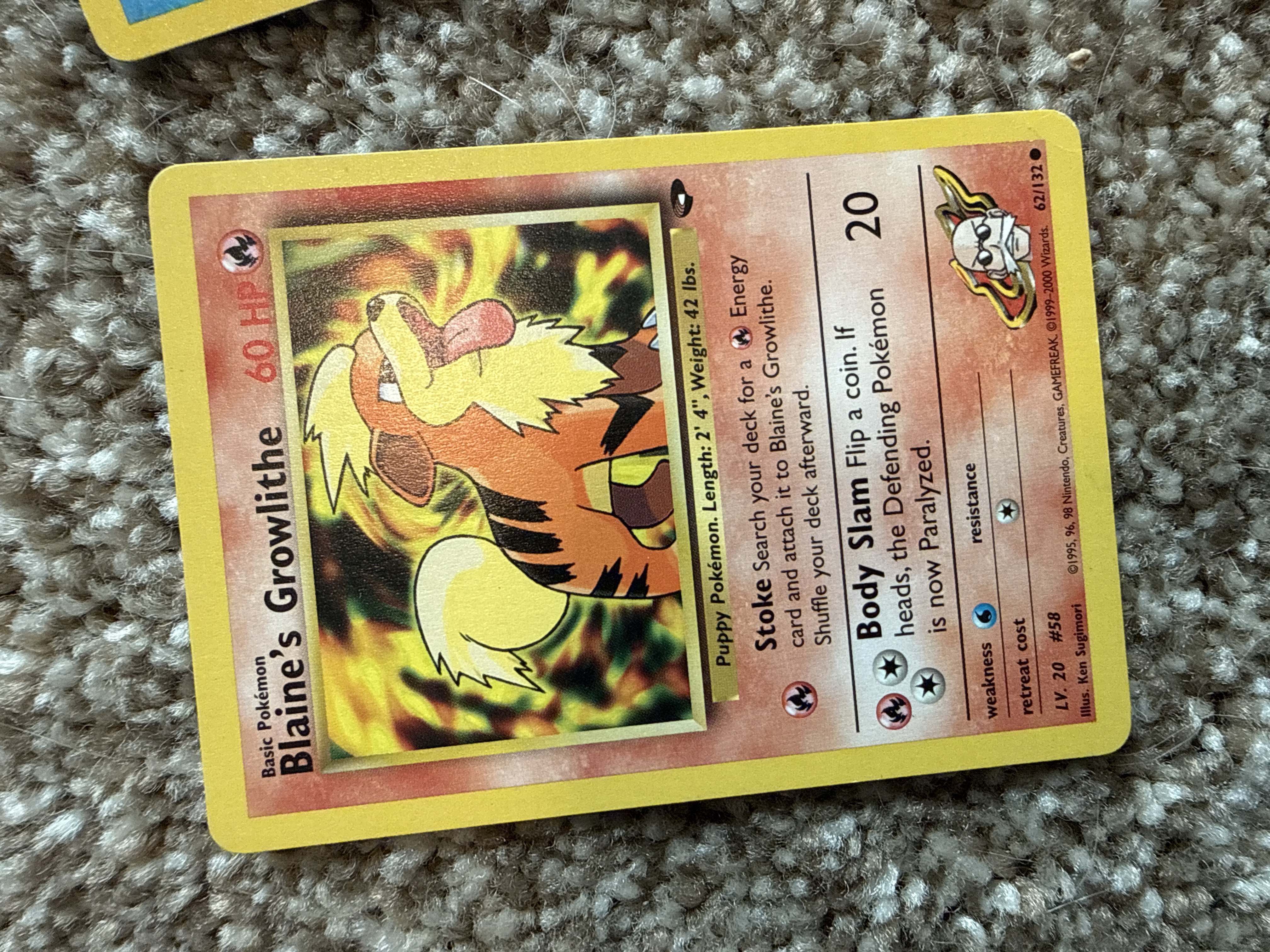 Blaine's Growlithe Near Mint - Trading Card Image