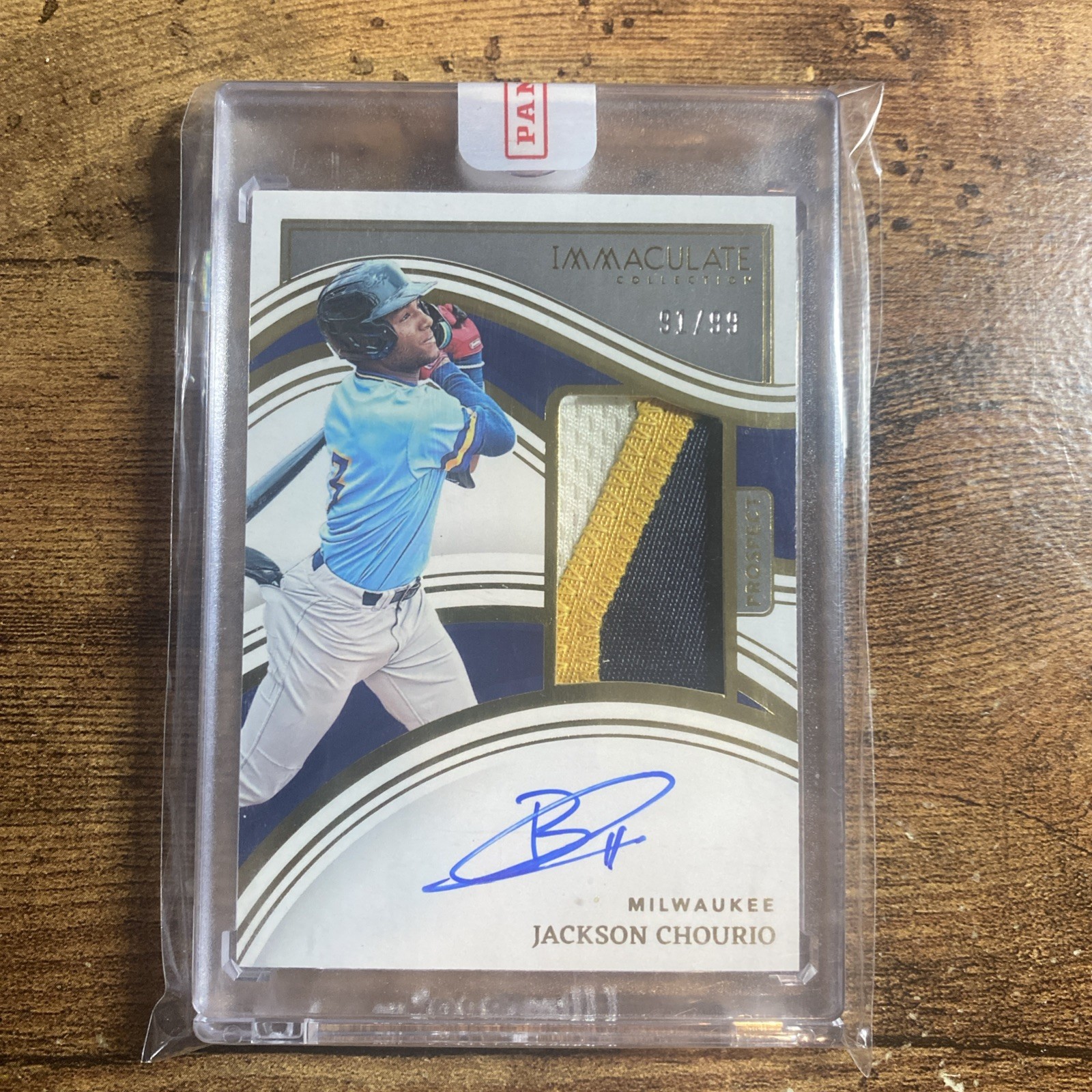 Jackson Chourio Immaculate Collection Rookie Patch Rookie Patch Autograph - Trading Card Image