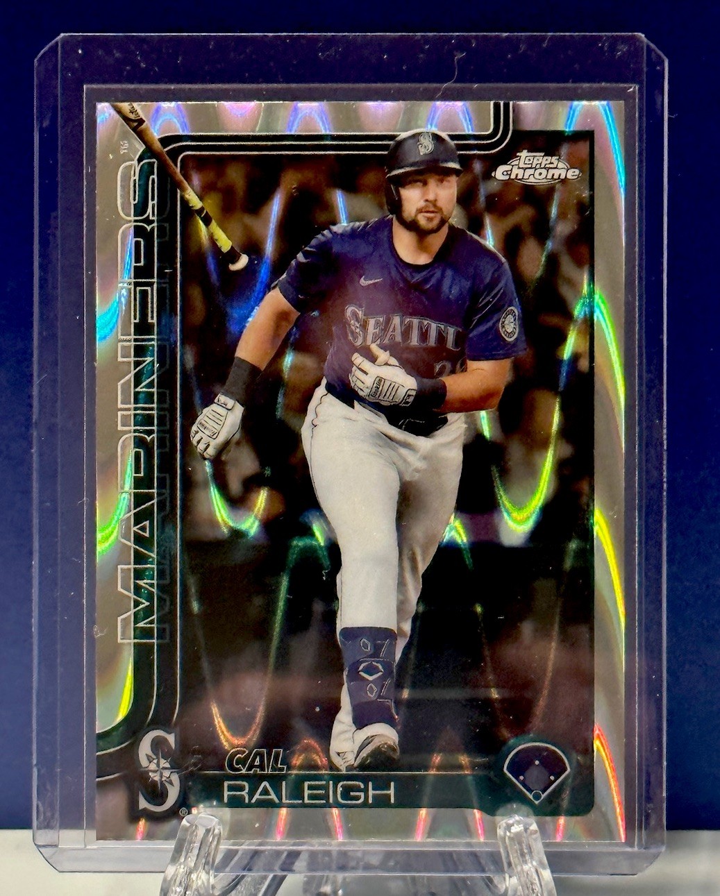 Cal Raleigh - Topps Chrome Refractor Refractor - Trading Card Image
