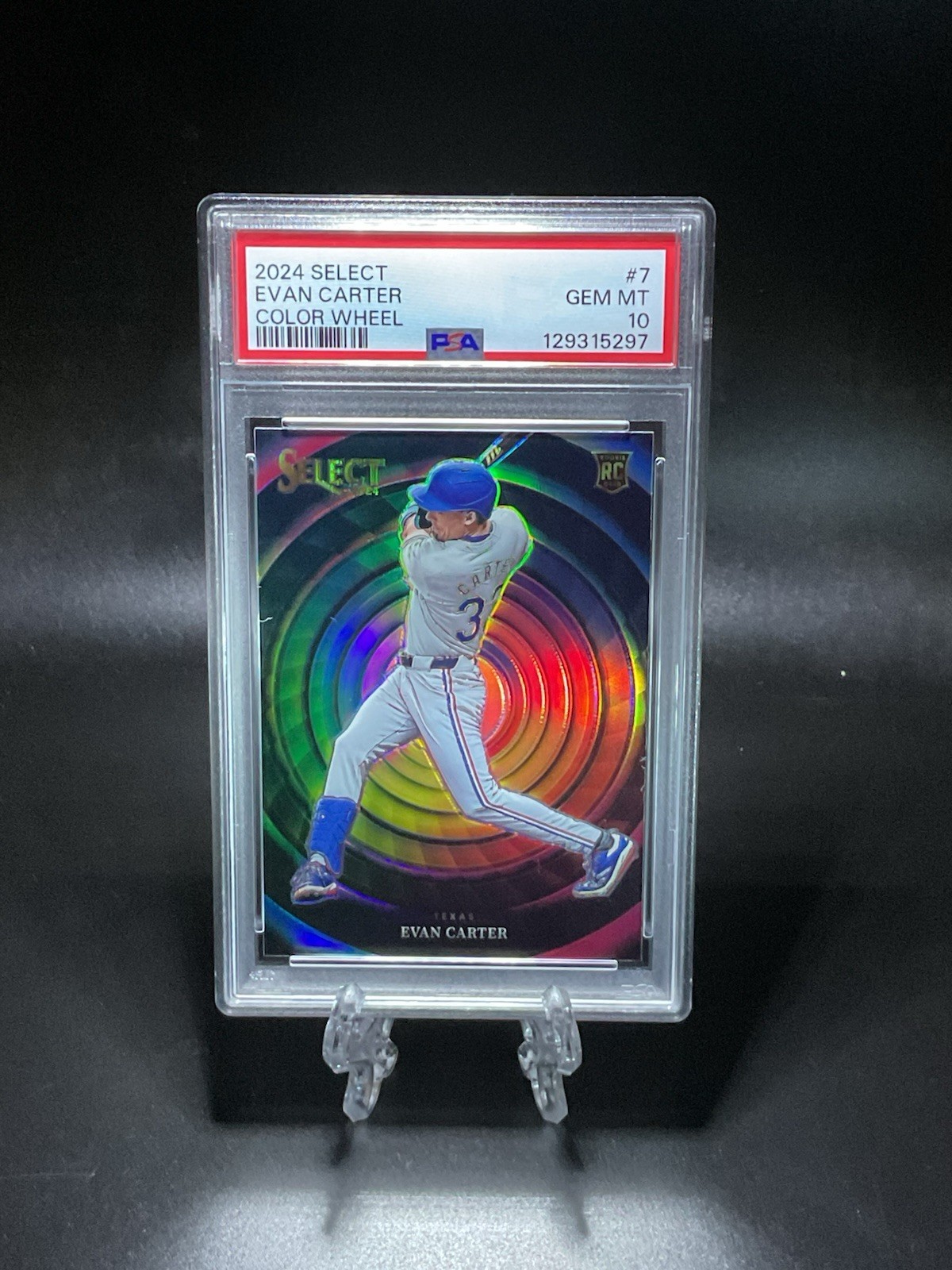 Evan Carter 2024 Select Color Wheel Rookie Card Green Gem Mint - Trading Card Image