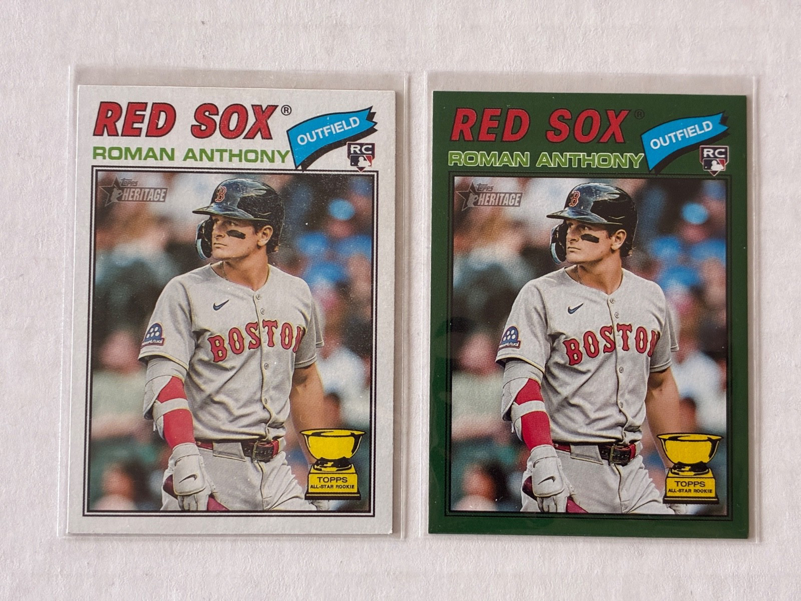 Roman Anthony - 2024 Topps Heritage Base & Green Refractor RC Base (White Border) & Green Refractor (Green Border) - Trading Card Image