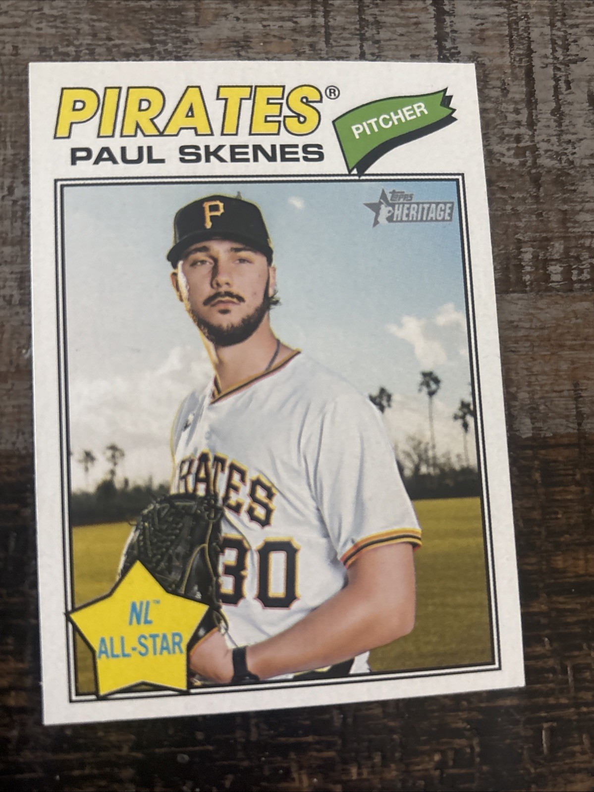Paul Skenes Topps Heritage NL All-Star Rookie Card NL All-Star Rookie Card (Yellow Star) - Trading Card Image