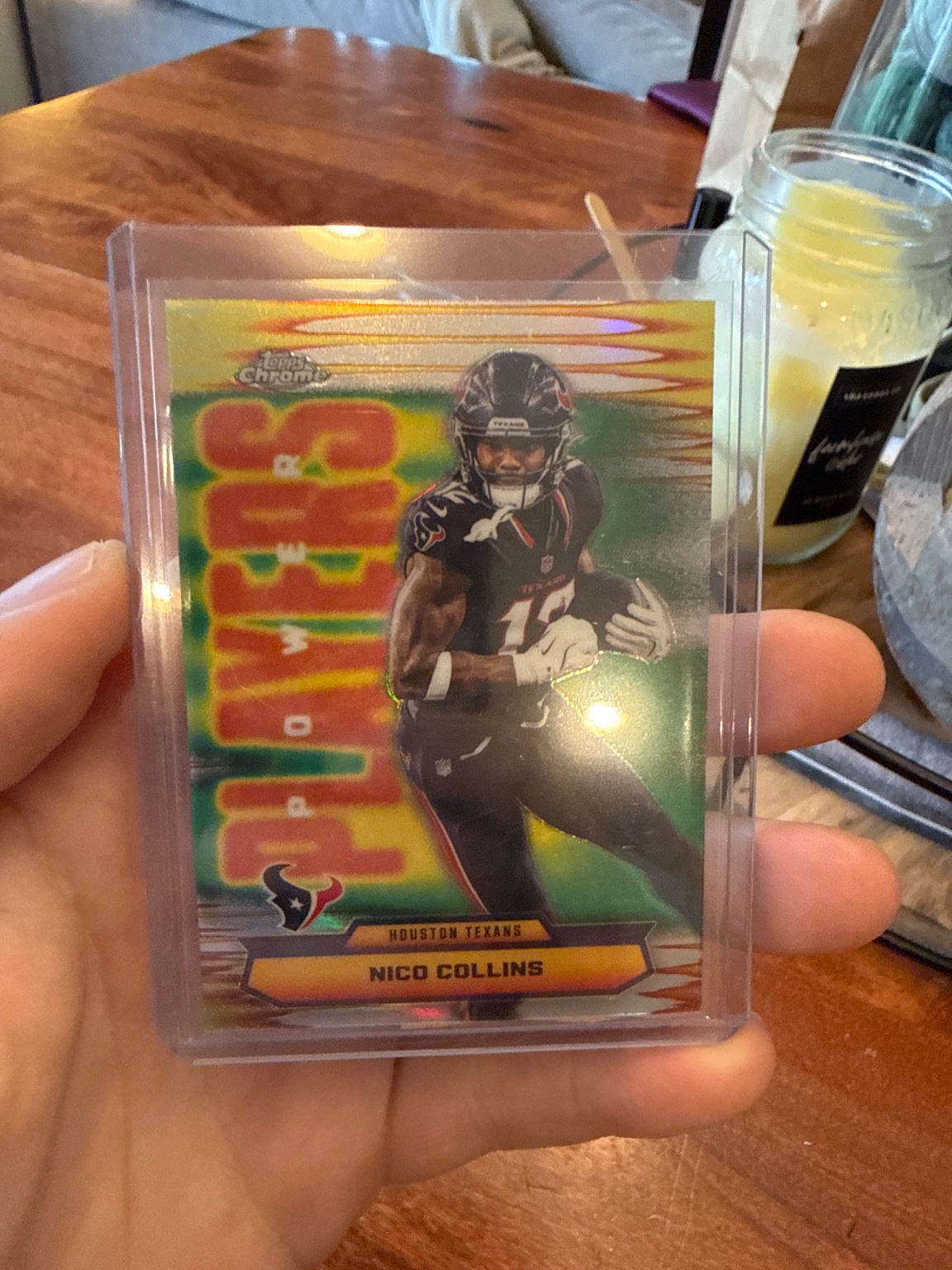 Nico Collins 2025 Topps Chrome Power Players Refractor Refractor - Trading Card Image