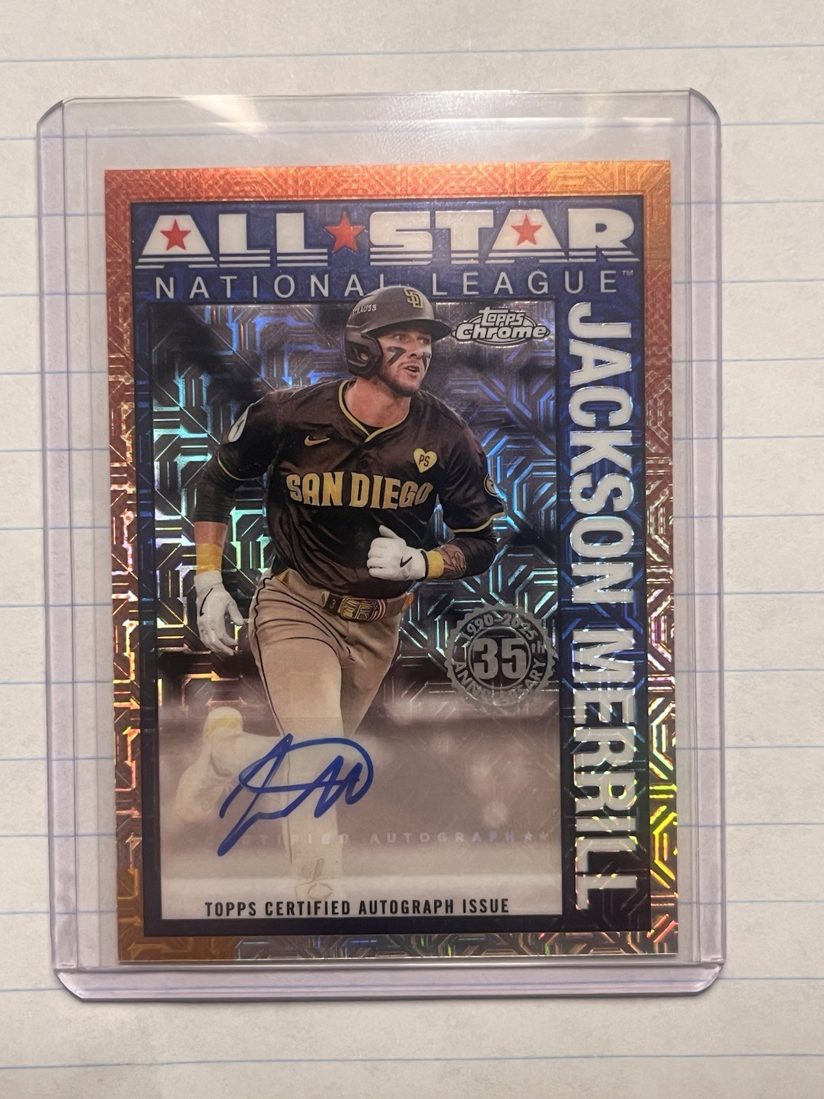 Jackson Merrill - Topps Chrome All-Star Orange Refractor Autograph - Trading Card Image