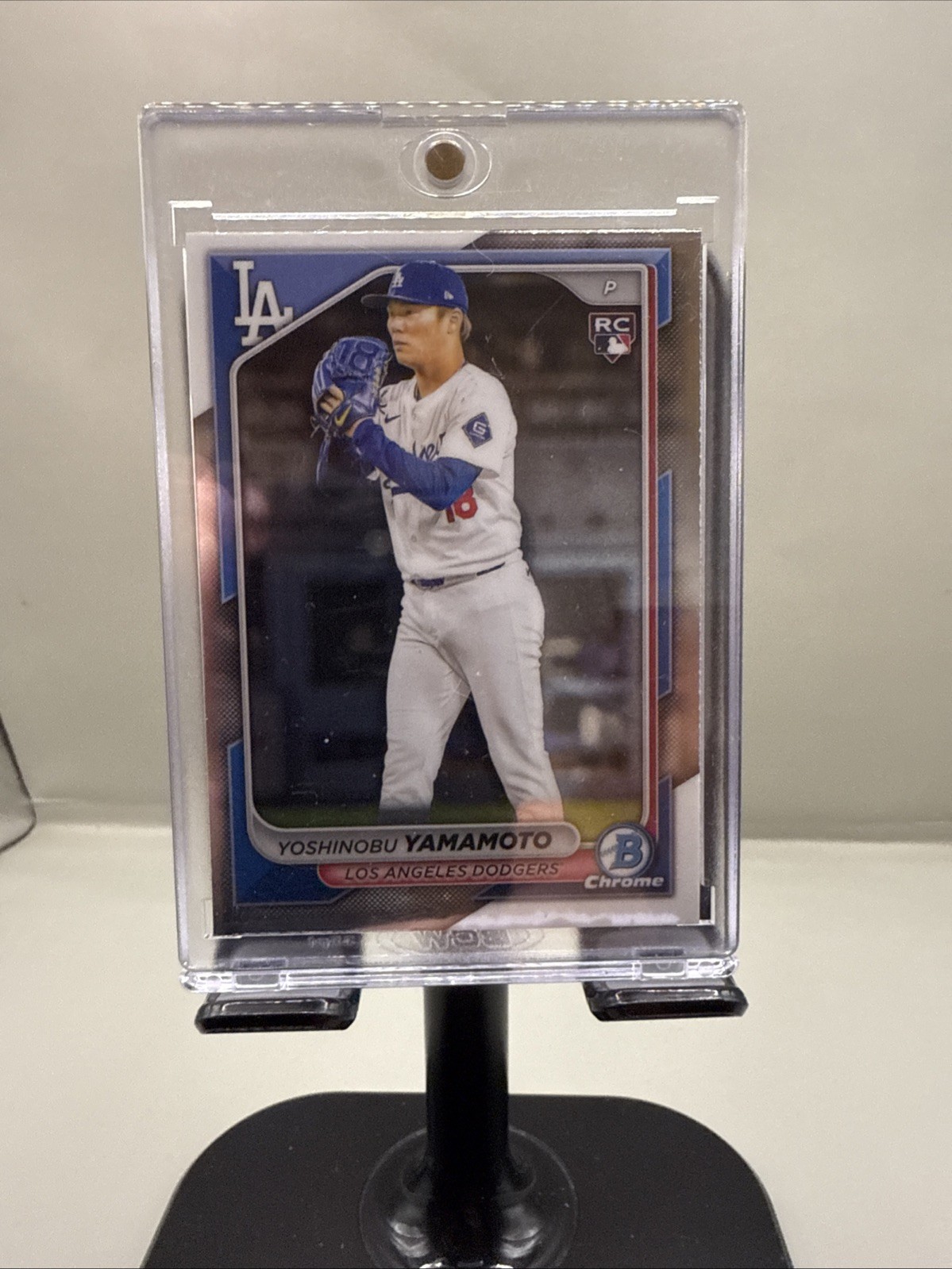 Yoshinobu Yamamoto 2024 Topps Chrome Rookie Card Base - Trading Card Image