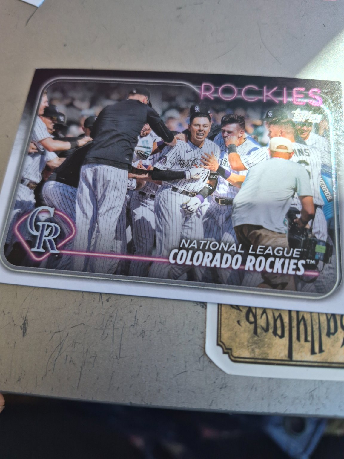 Colorado Rockies Team Card Neon Pink Border - Trading Card Image