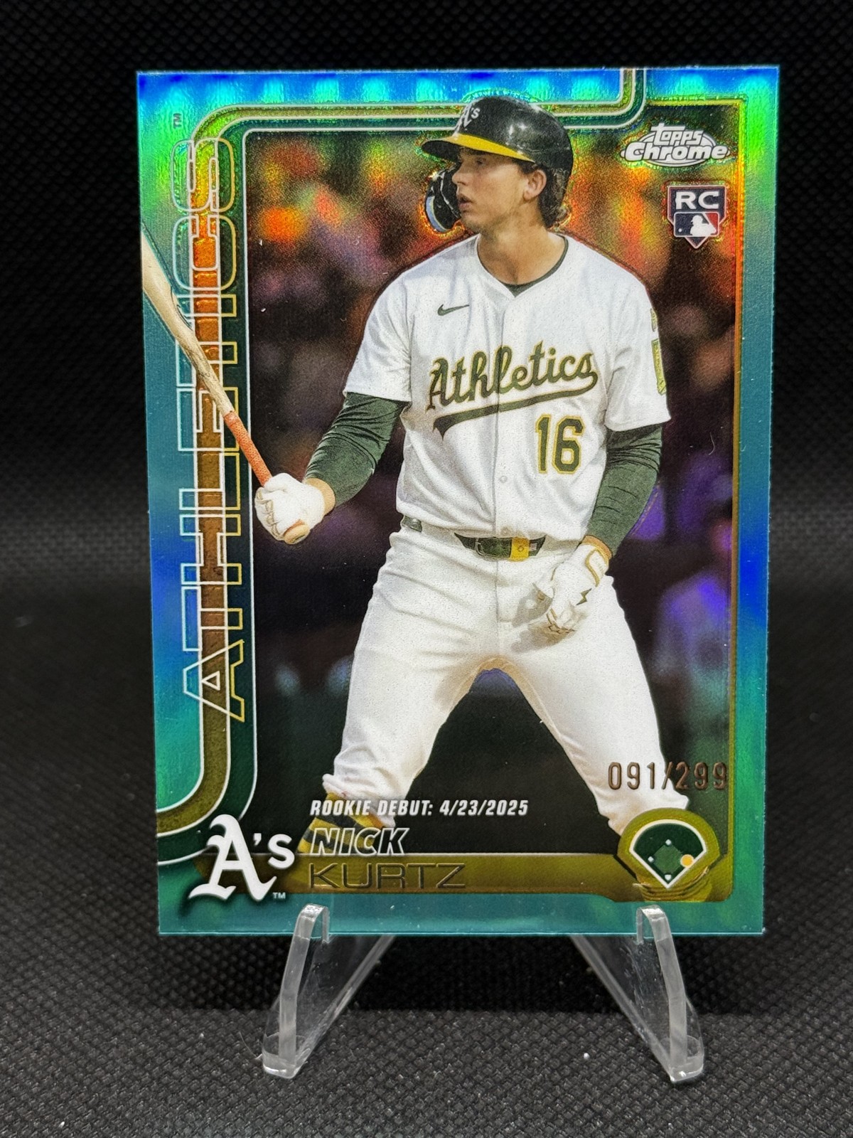 Nick Kurtz 2024 Topps Chrome Green Refractor Rookie Debut Green Refractor /299 - Trading Card Image