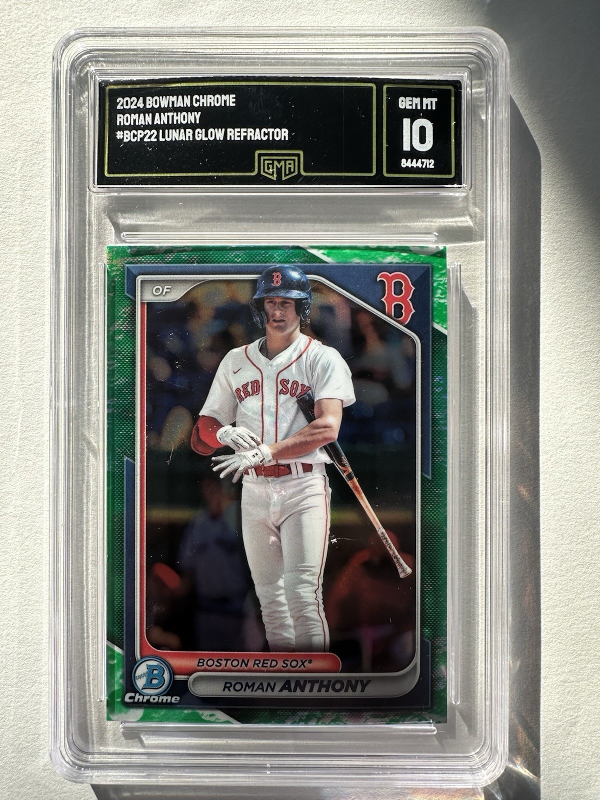 Roman Anthony #BCP22 Lunar Glow Refractor Lunar Glow Refractor Gem Mint - Trading Card Image