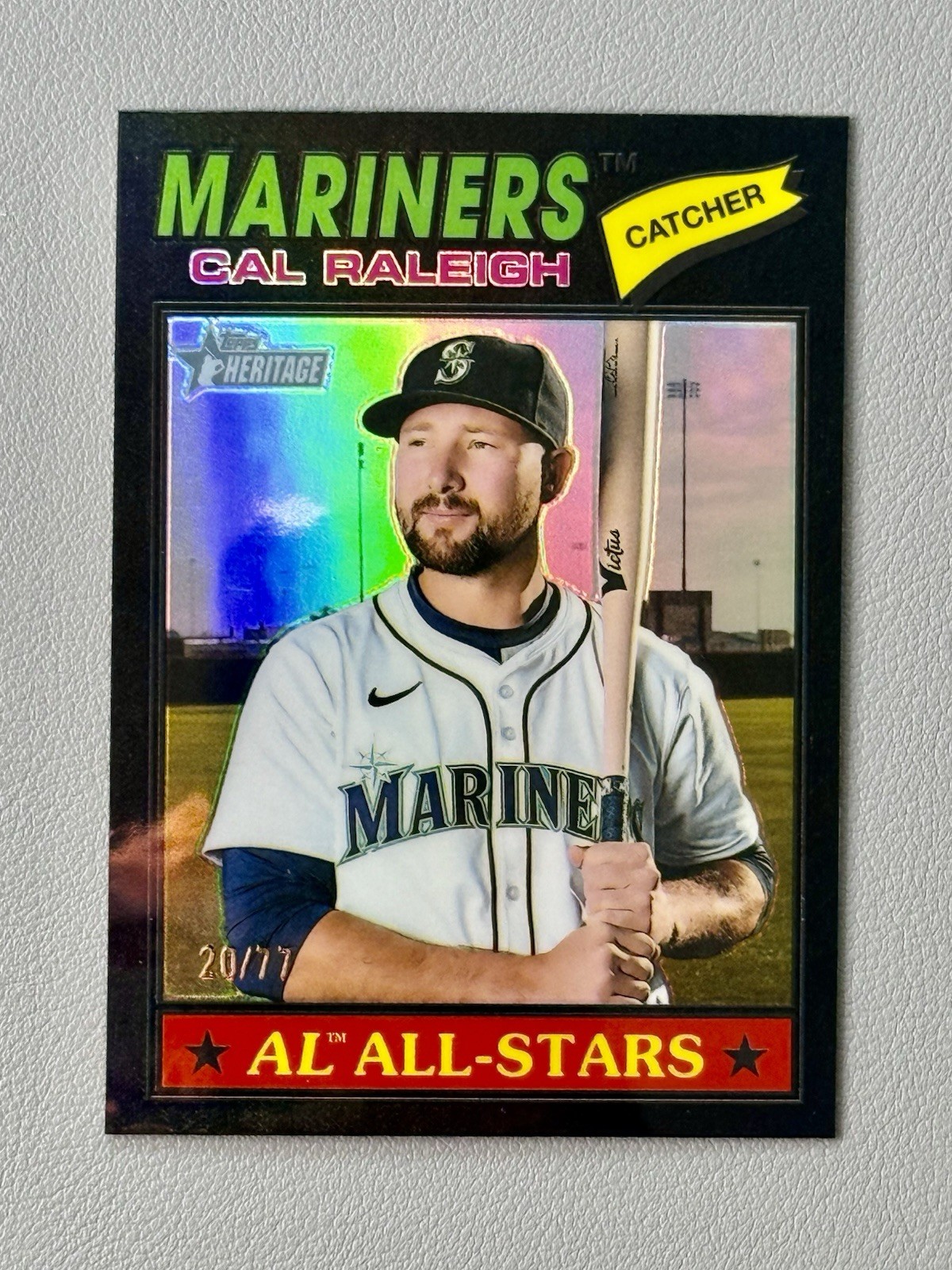 Cal Raleigh - AL All-Stars Black Chrome Refractor /77 Black Chrome Refractor /77 - Trading Card Image