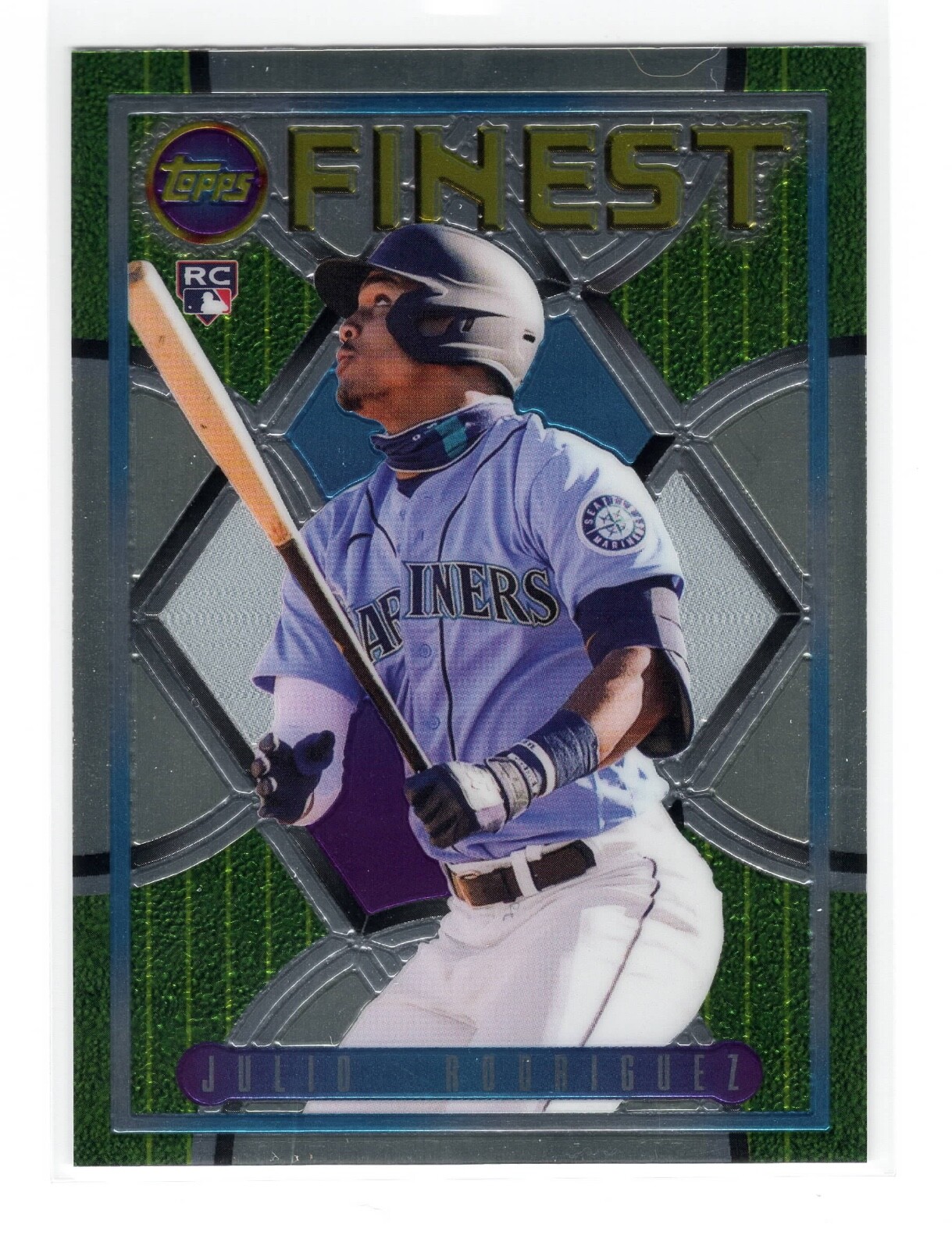 Julio Rodriguez 2022 Topps Finest Green Refractor Rookie Card Green Refractor - Trading Card Image
