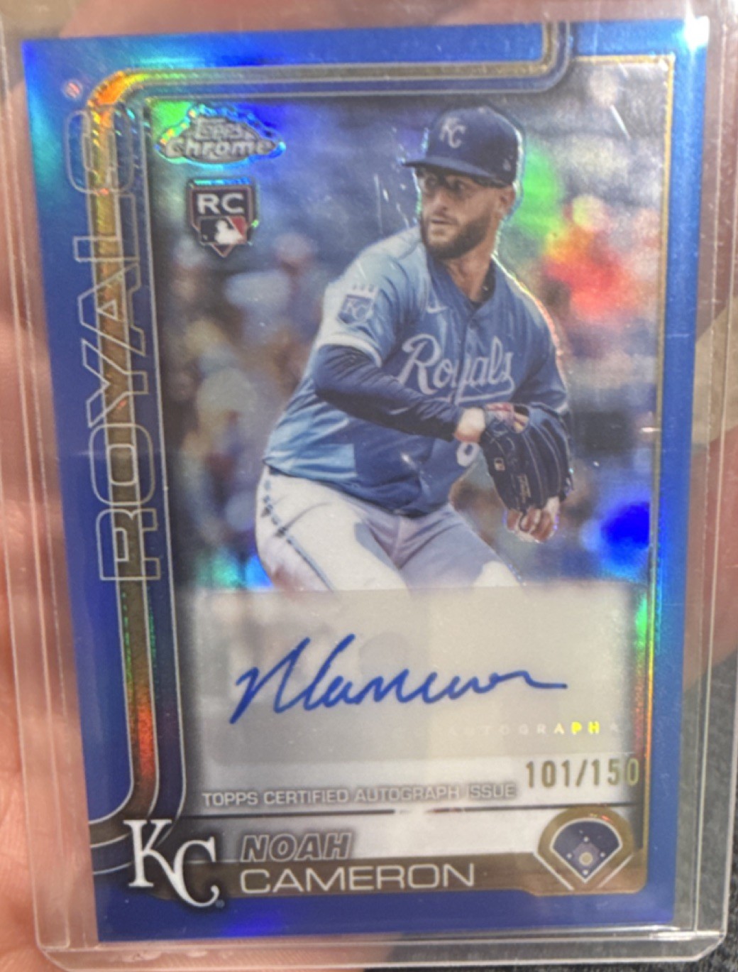 Noah Cameron 2023 Topps Chrome Rookie Blue Refractor Blue Refractor - Trading Card Image