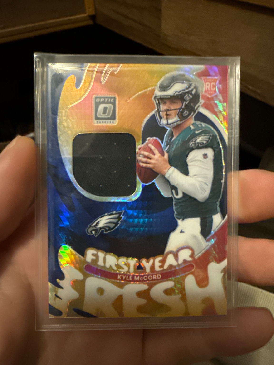 Kyle McCord First Year Fresh Patch Blue Prizm Holo - Trading Card Image