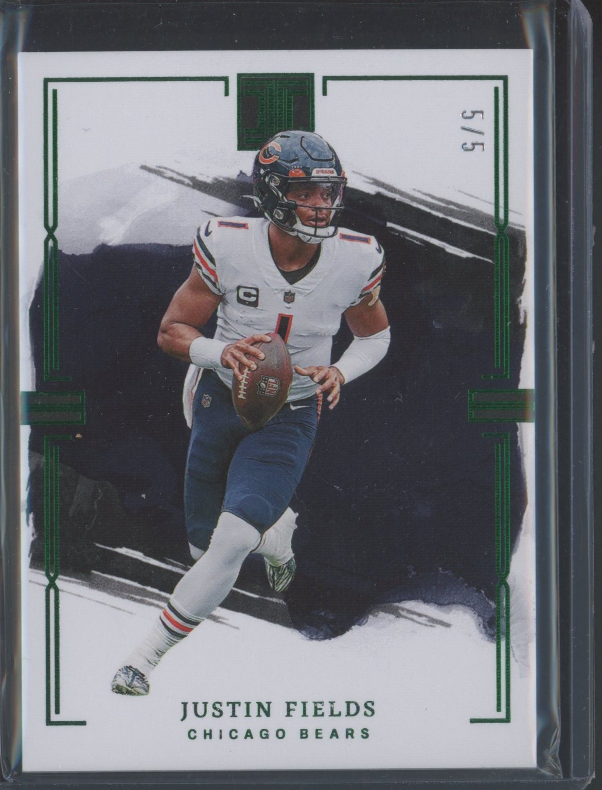 Justin Fields 2023 Panini Impeccable Football Green Parallel /5 Green Parallel - Trading Card Image