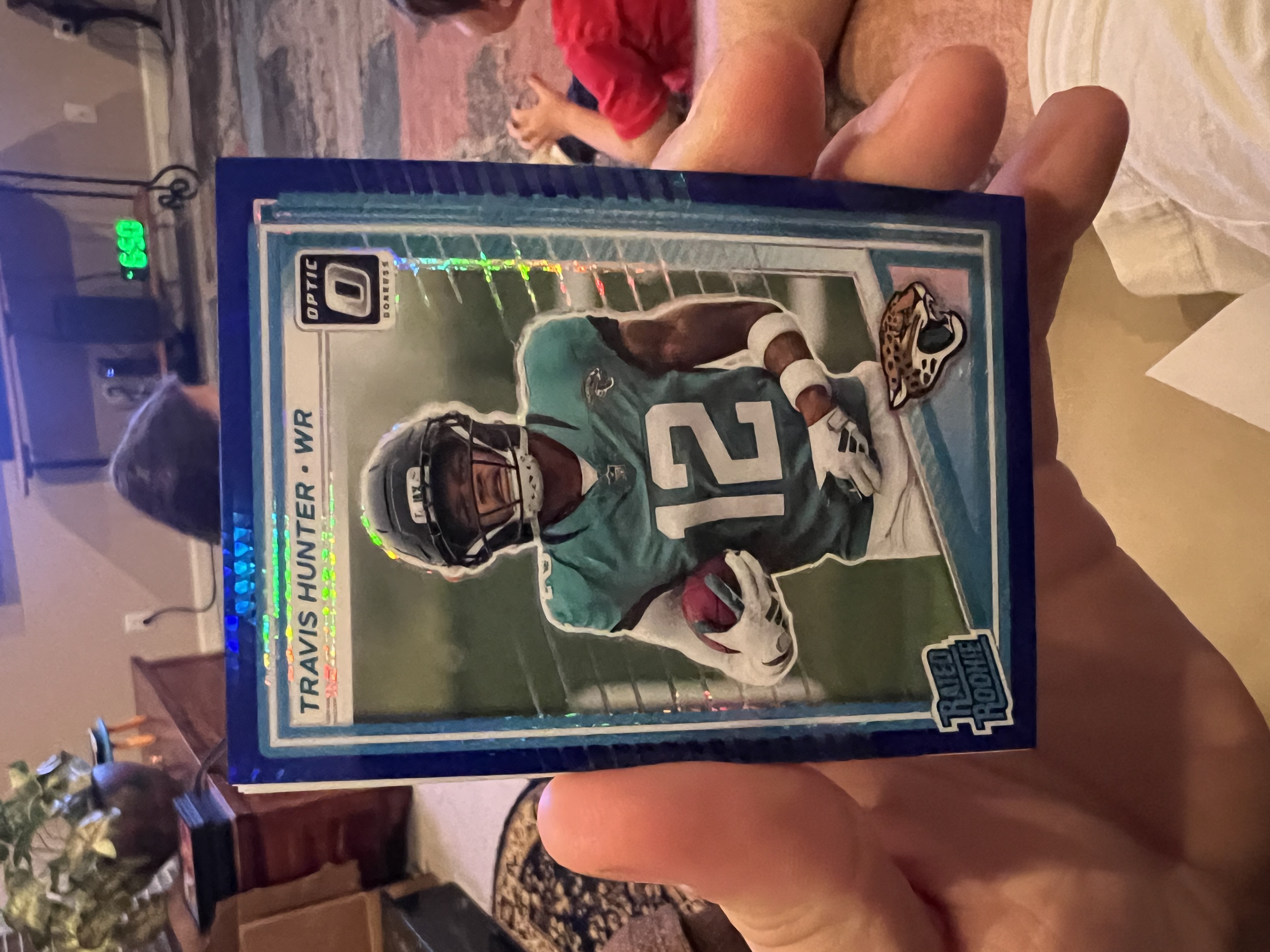 Travis Hunter 2025 Donruss Optic Rated Rookie Blue Hyper Blue Hyper Near Mint - Trading Card Image