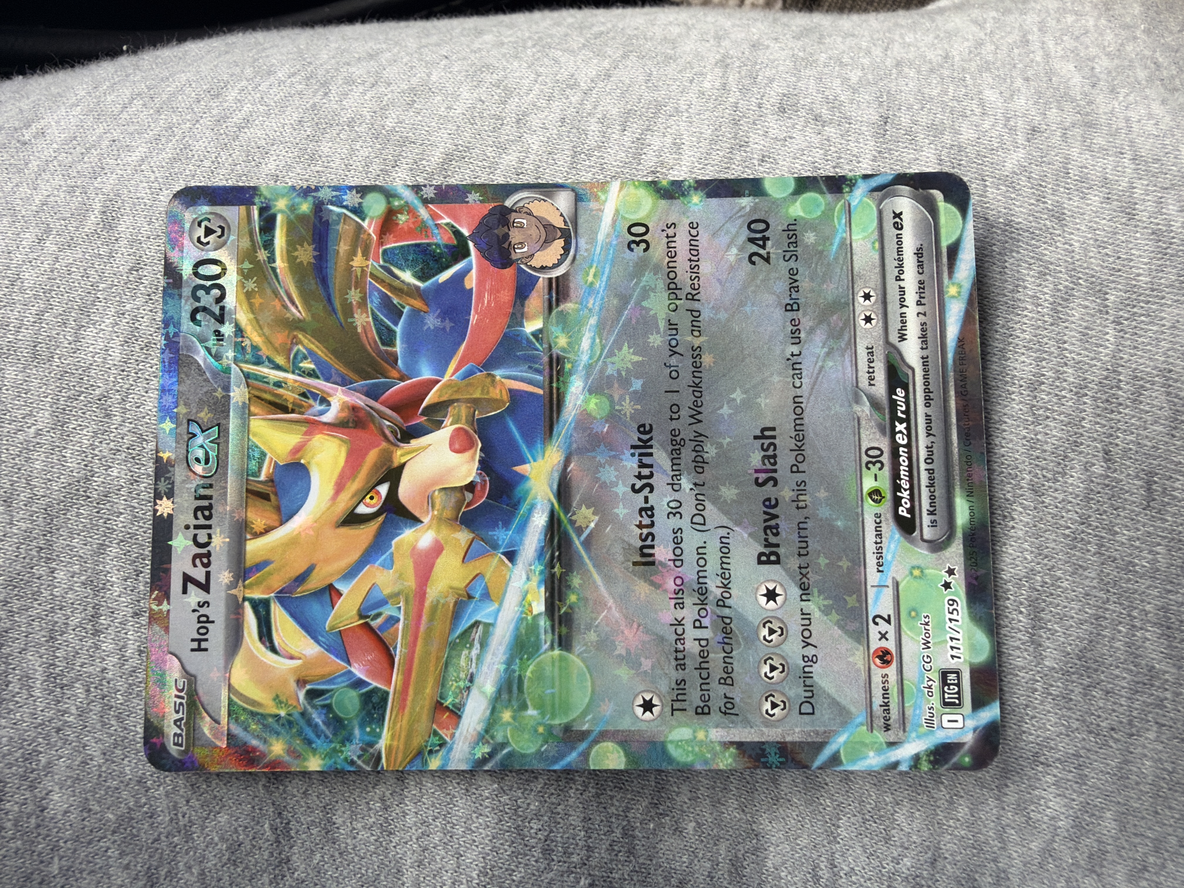 Hop's Zacian ex Holo Double Rare Near Mint - Trading Card Image
