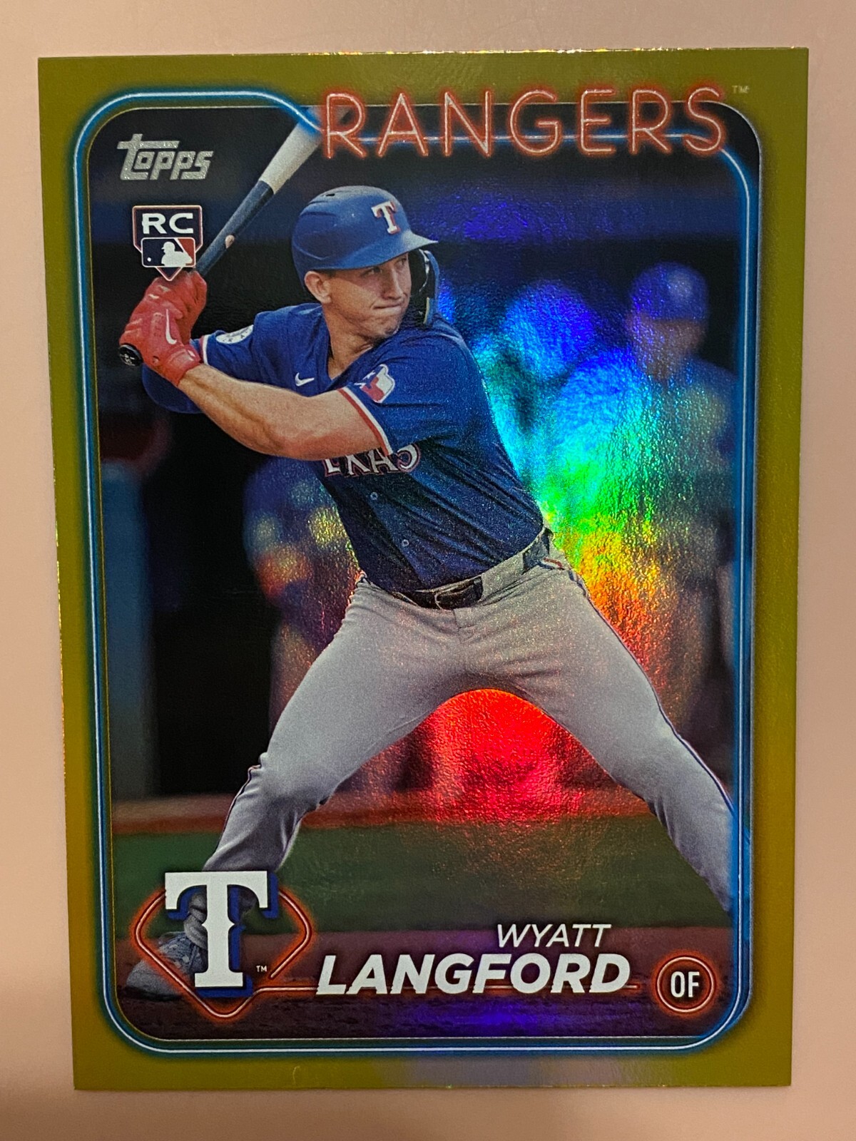 Wyatt Langford 2024 Topps Gold Foil Rookie Card Gold Foil - Trading Card Image