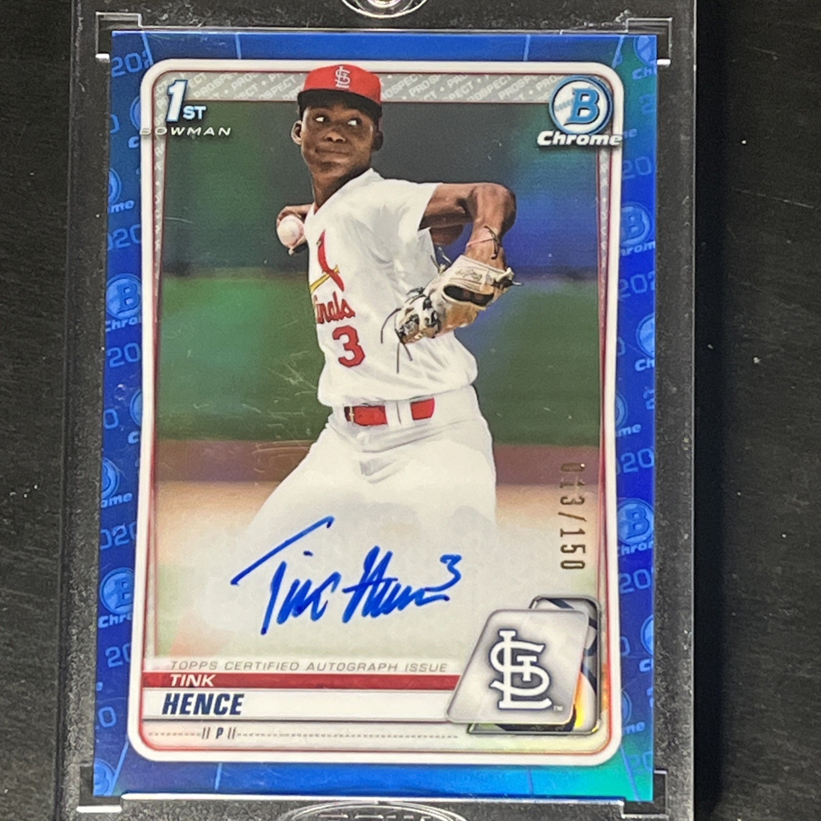 Tink Hence 1st Bowman Chrome Blue Refractor Blue Refractor - Trading Card Image