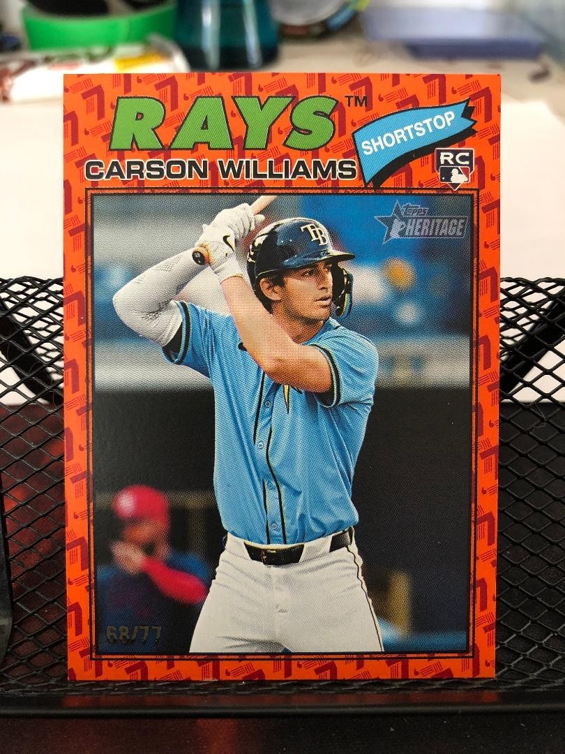 Carson Williams - Topps Heritage Orange Border /77 Rookie Card Orange Border Parallel - Trading Card Image