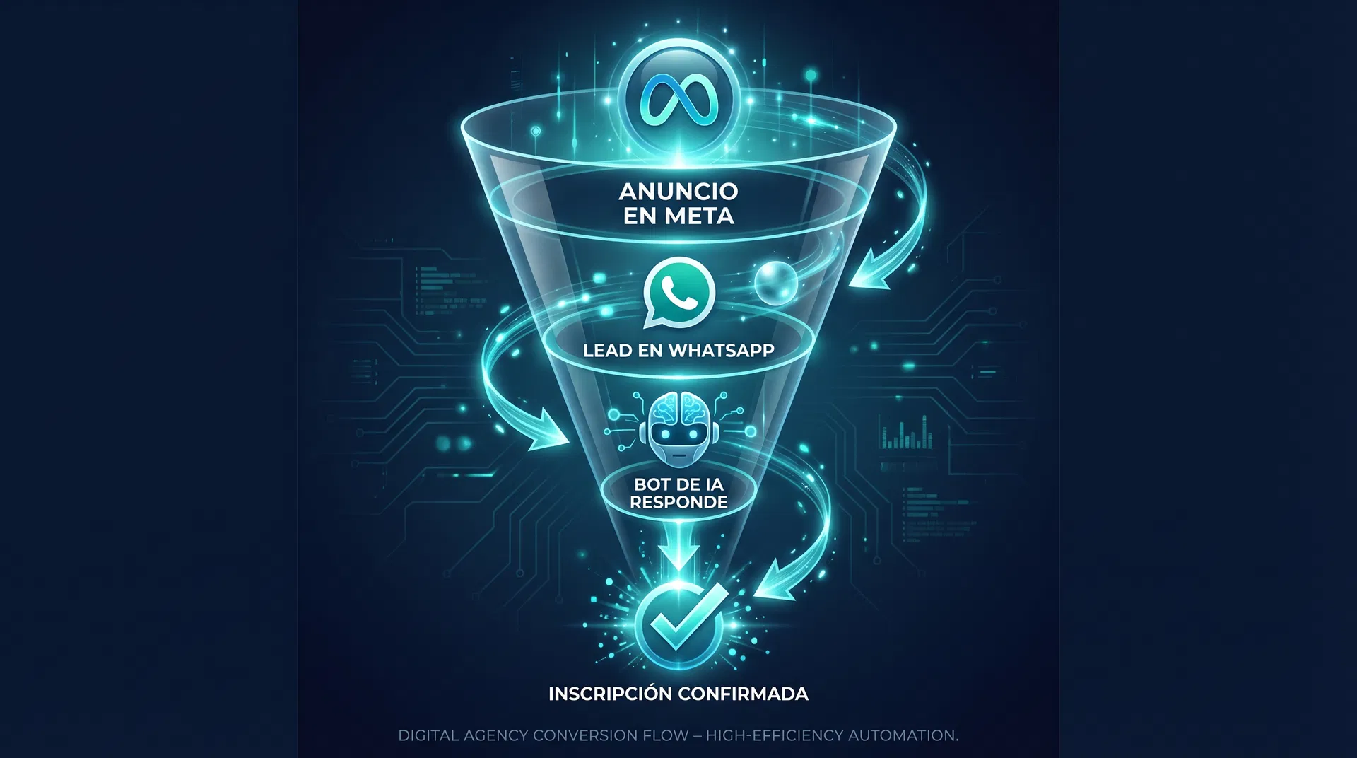 Conversion Funnel: Meta Ads to WhatsApp to AI Bot to Enrollment