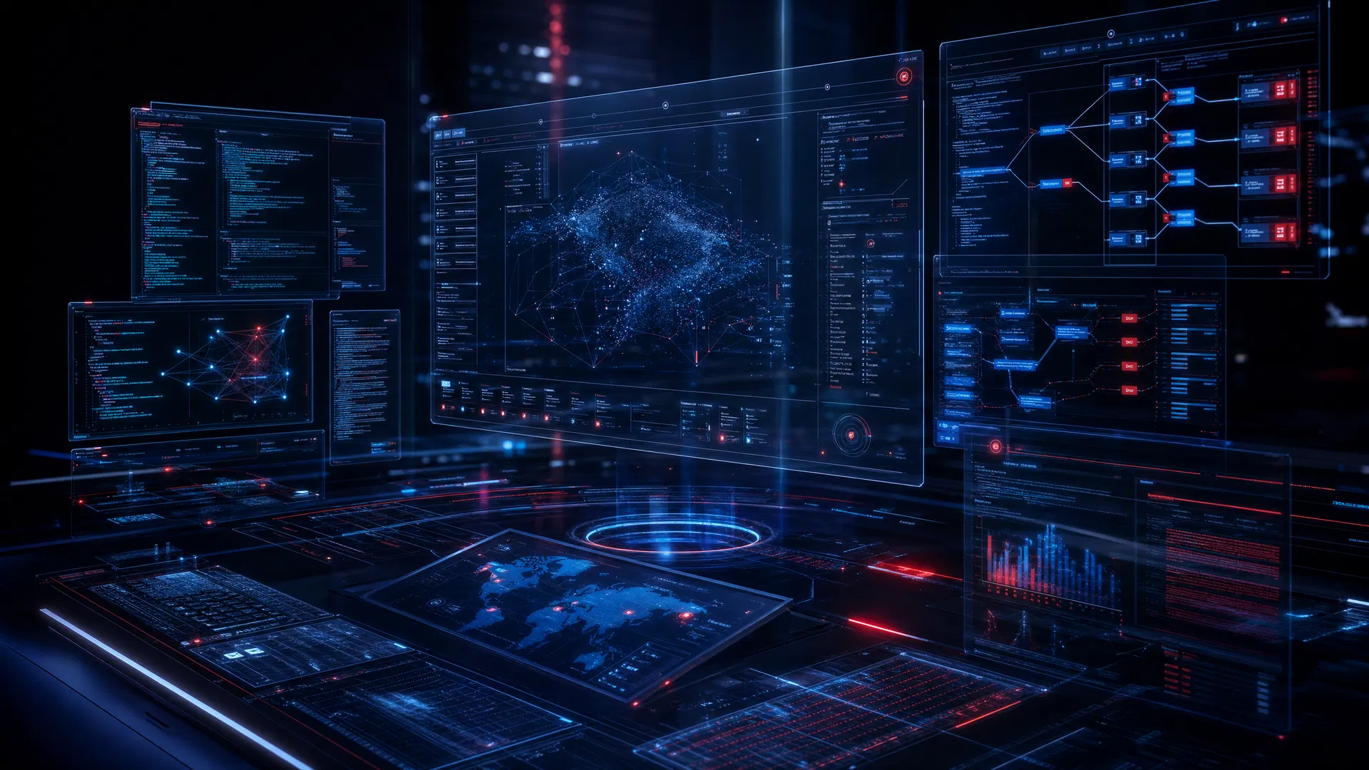 Futuristic software dashboard