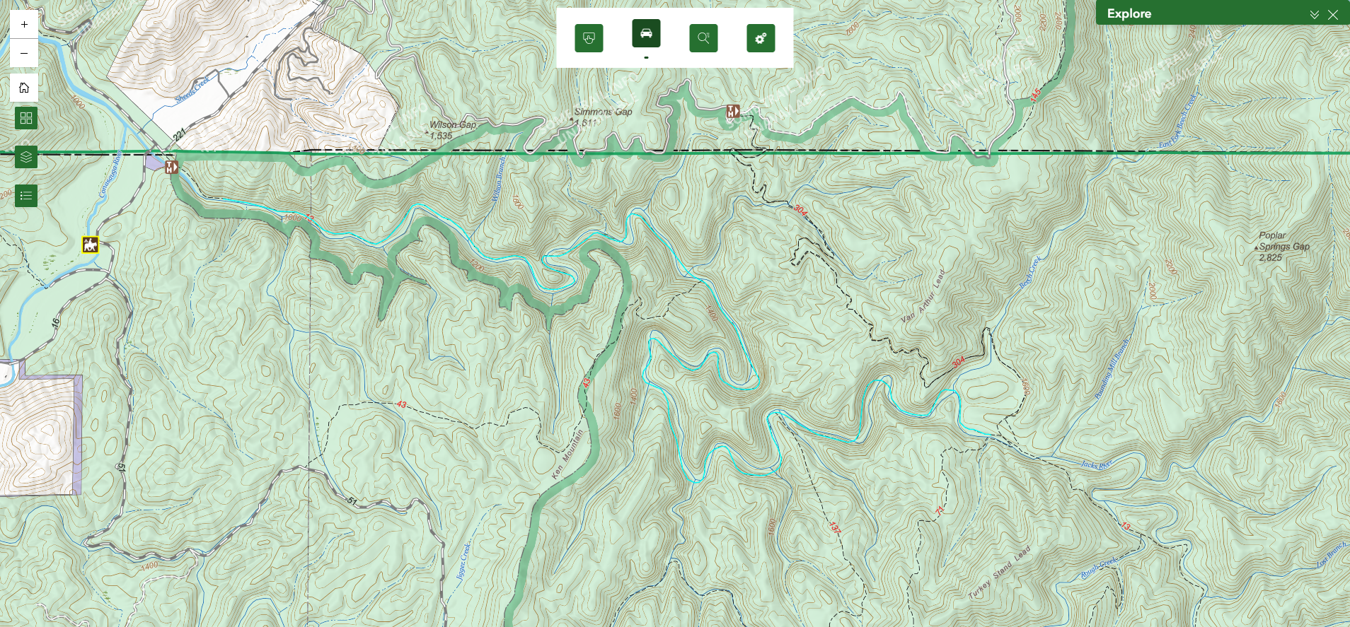 Jacks River Trail - Beech Bottom to Alaculsey Valley trail map