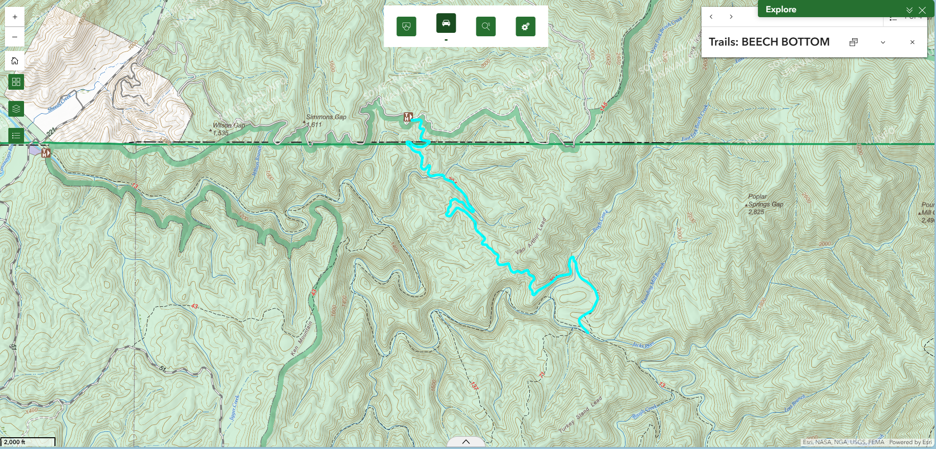 Beech Bottom Trail trail map