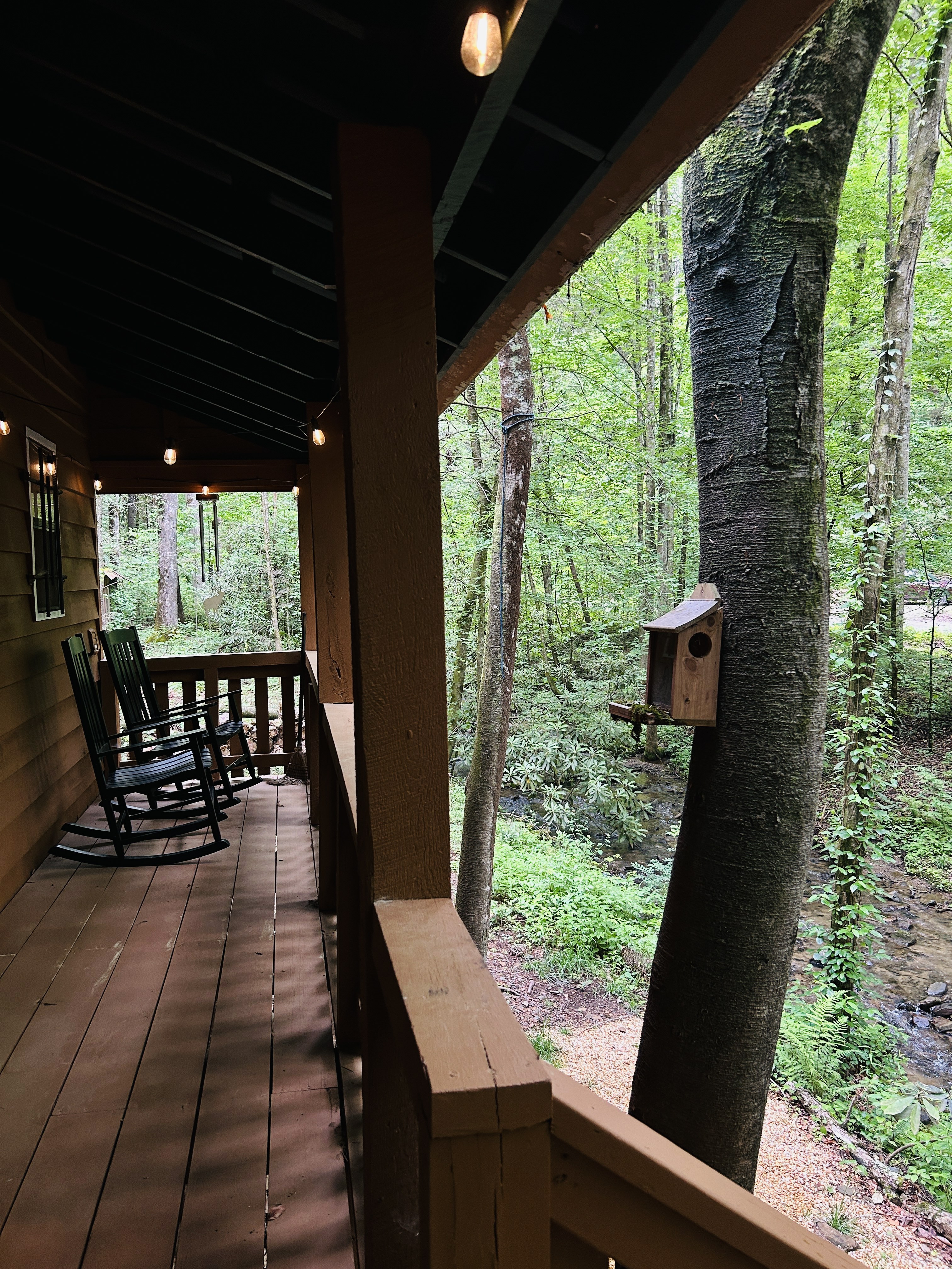 Rocking chairs on the cabin porch