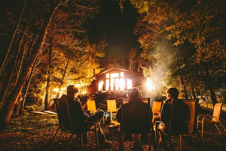 Mountain landscape with basecamp cabin nestled in the valley