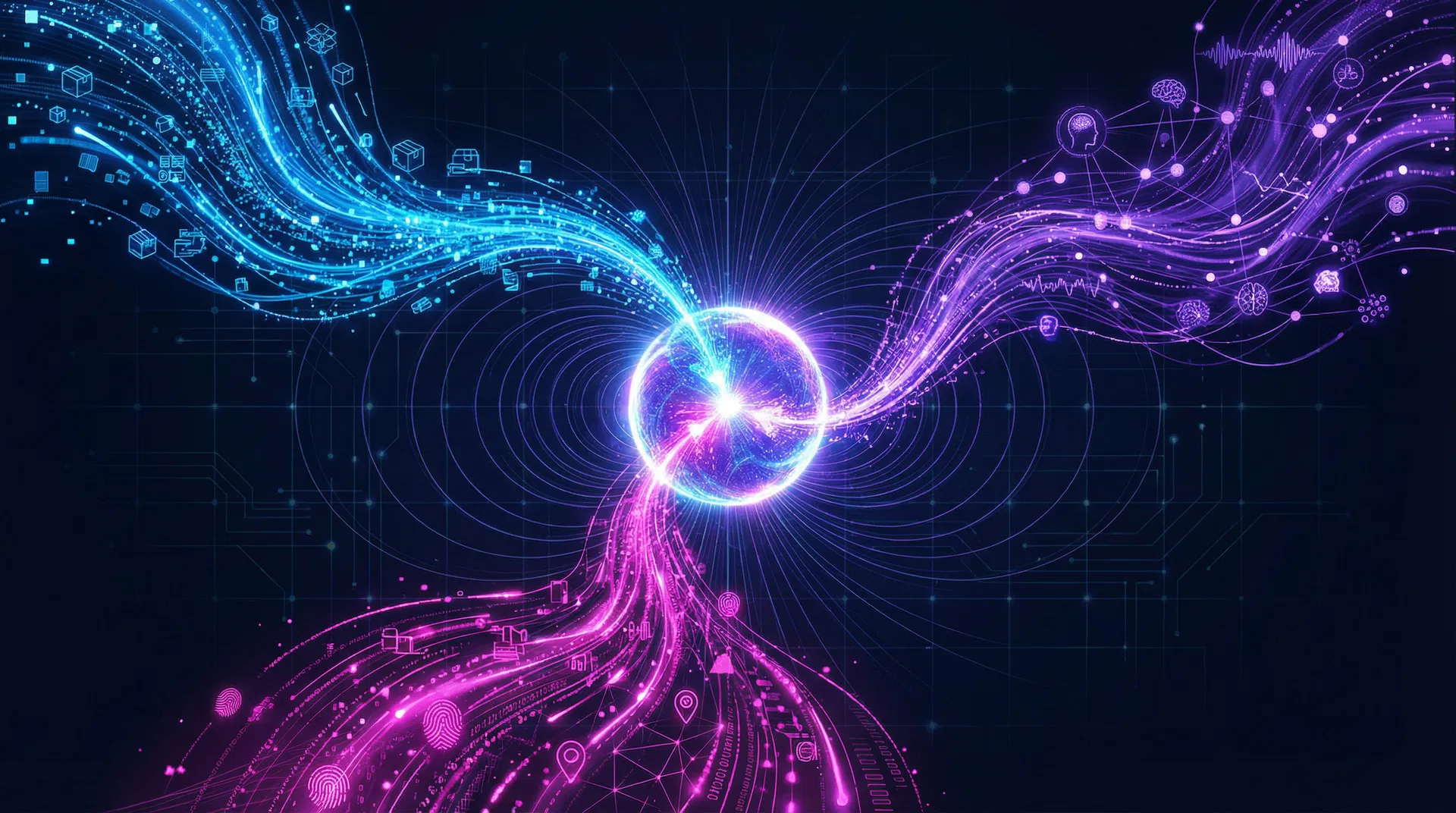 DMS inventory, CRM, and website data streams merging into the Magnetic AI brain