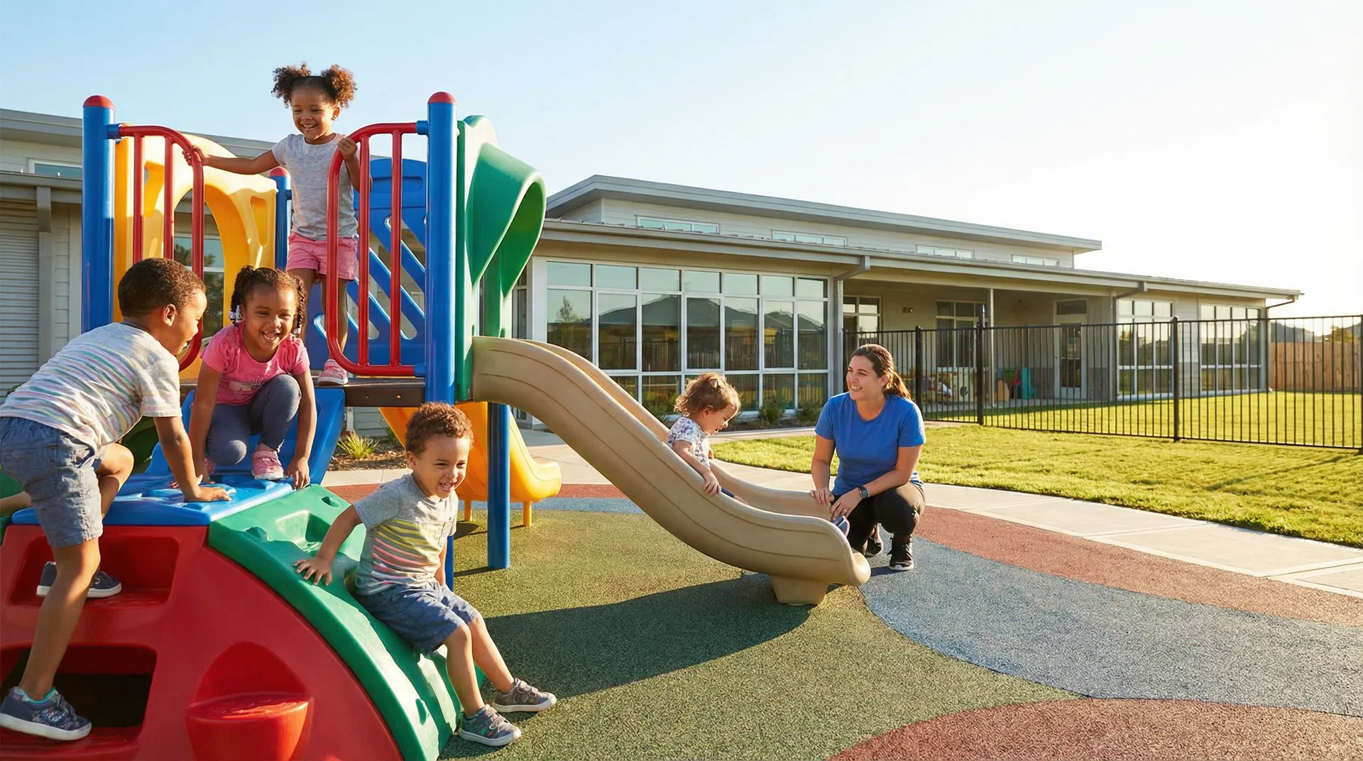 Kids playing outdoors at Kids Academy