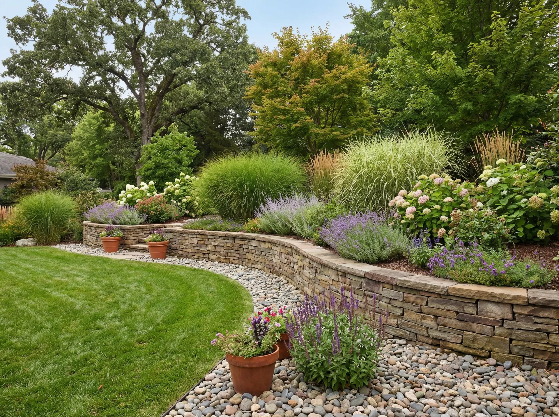 Beautifully landscaped backyard garden