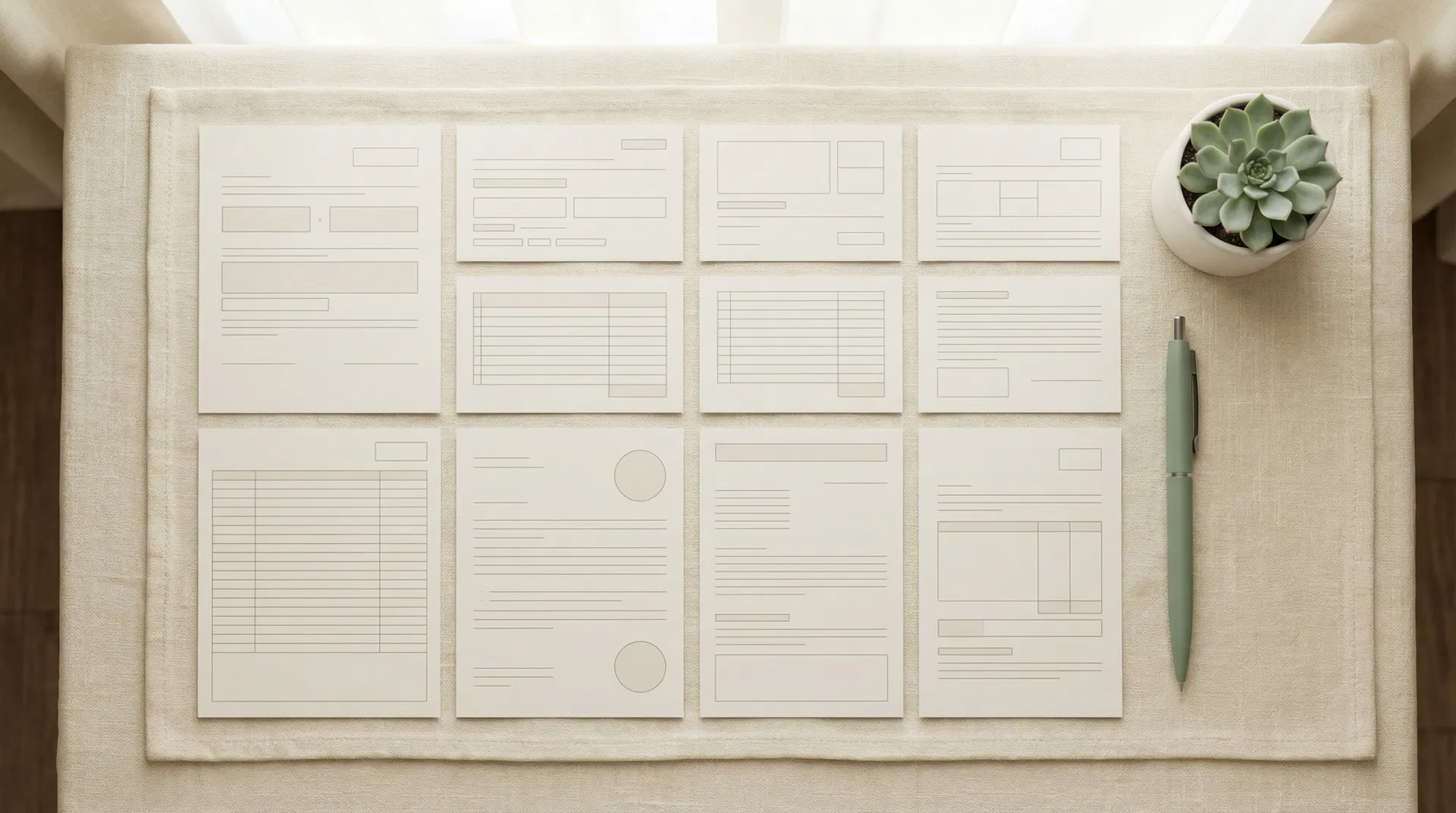 Organized legal documents on a clean surface