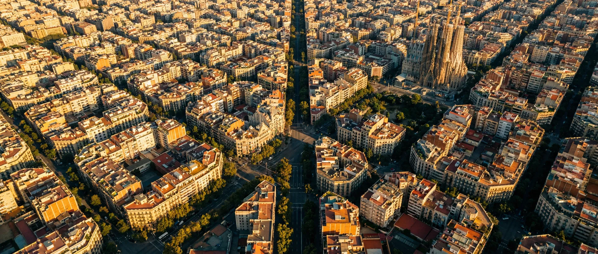 Aerial view of Barcelona's Eixample district