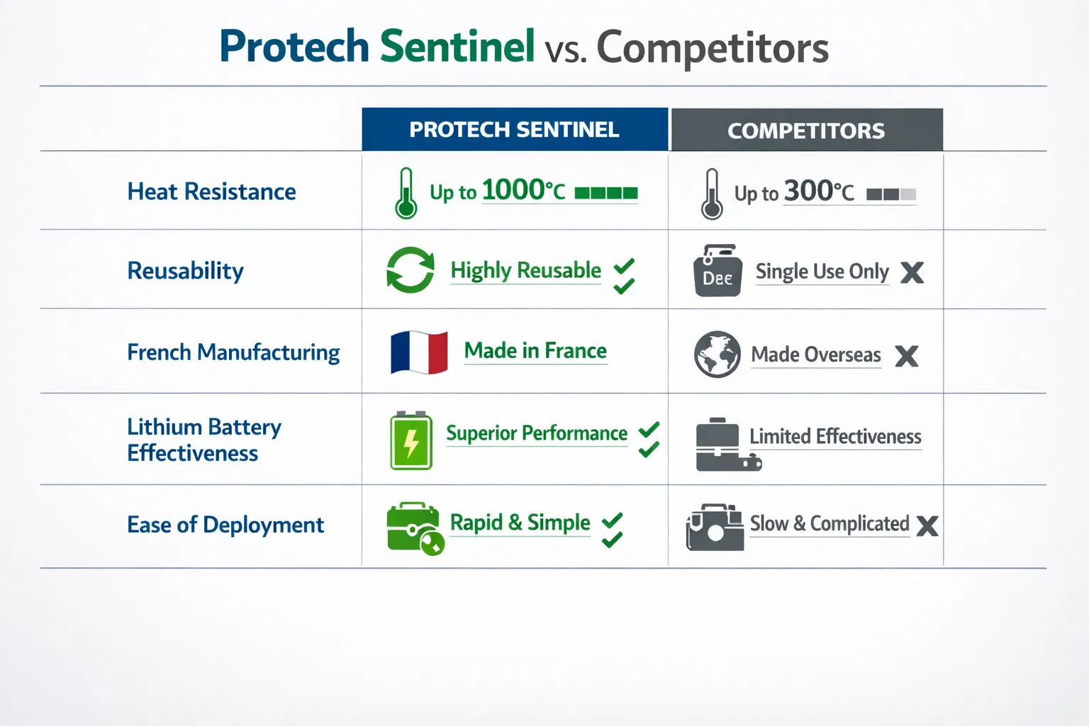 Comparaison Protech Sentinel vs concurrents