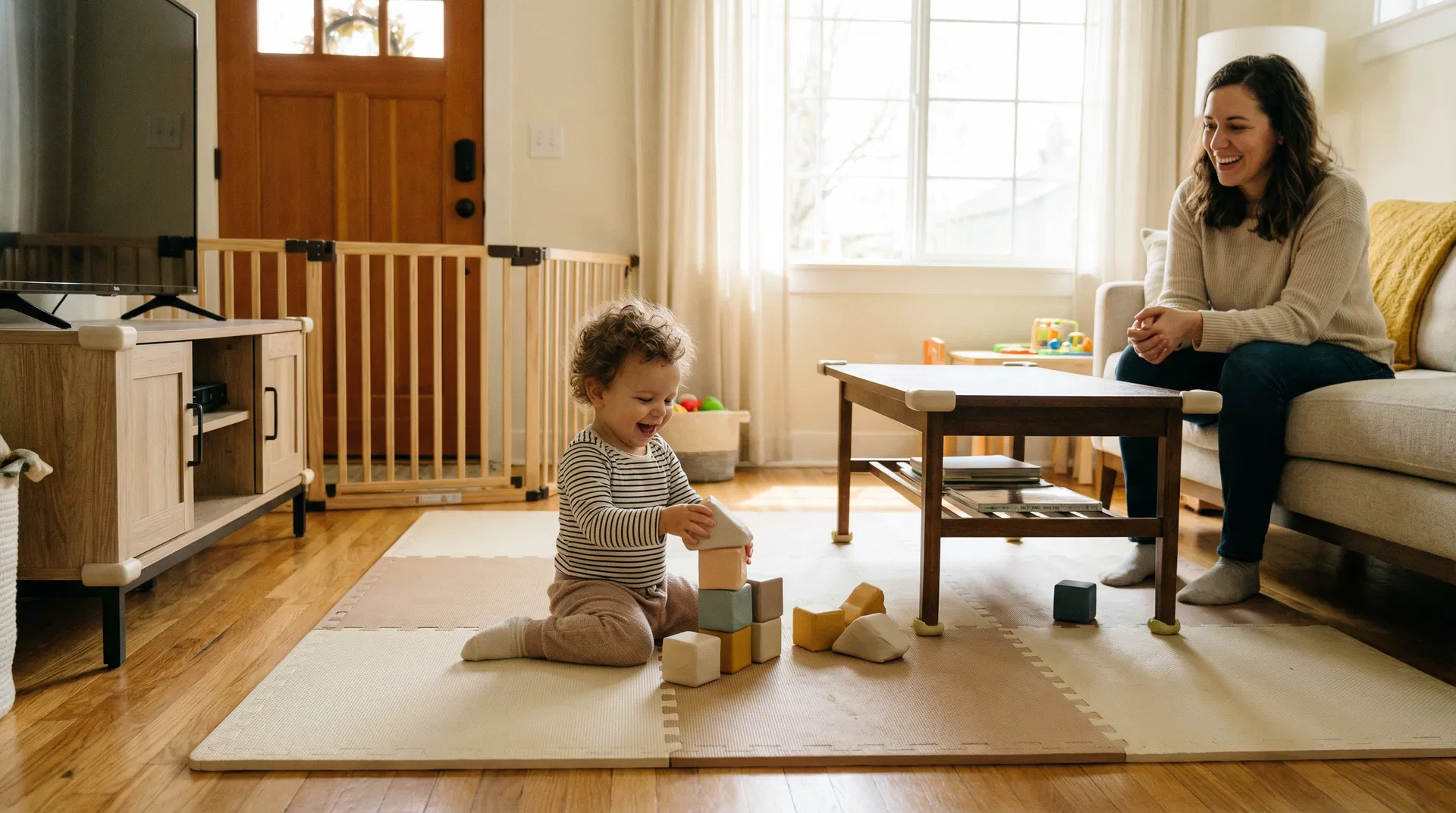 Criança a brincar em segurança na sala