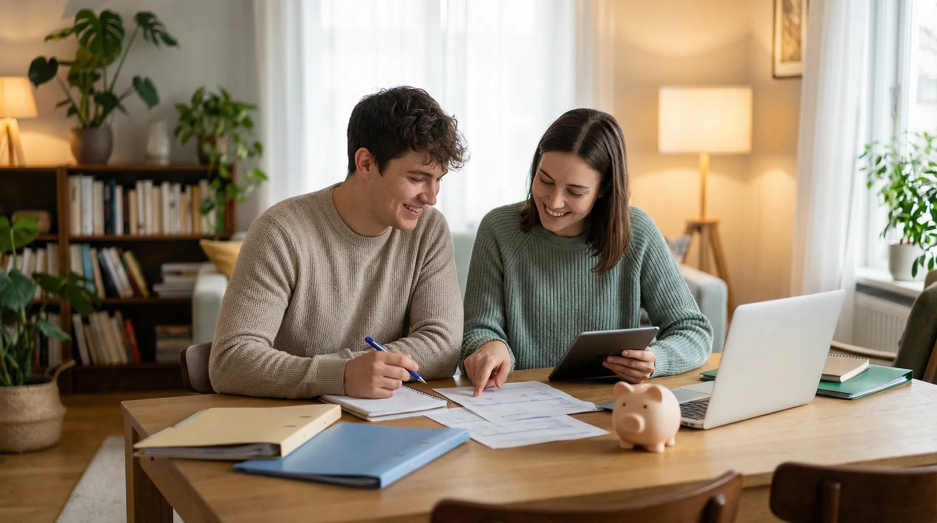 Casal a planear as finanças familiares