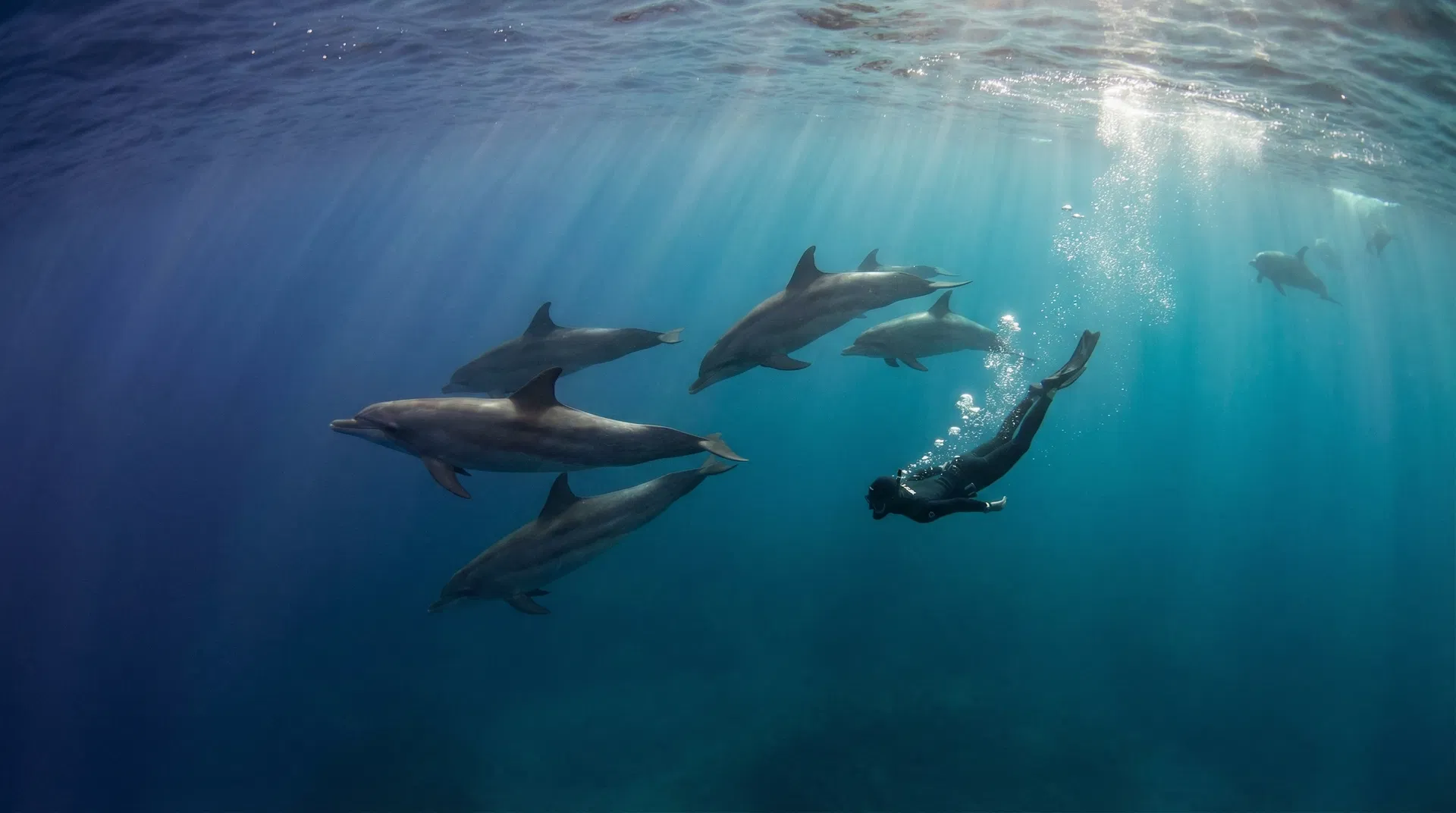 御藏島海豚游泳