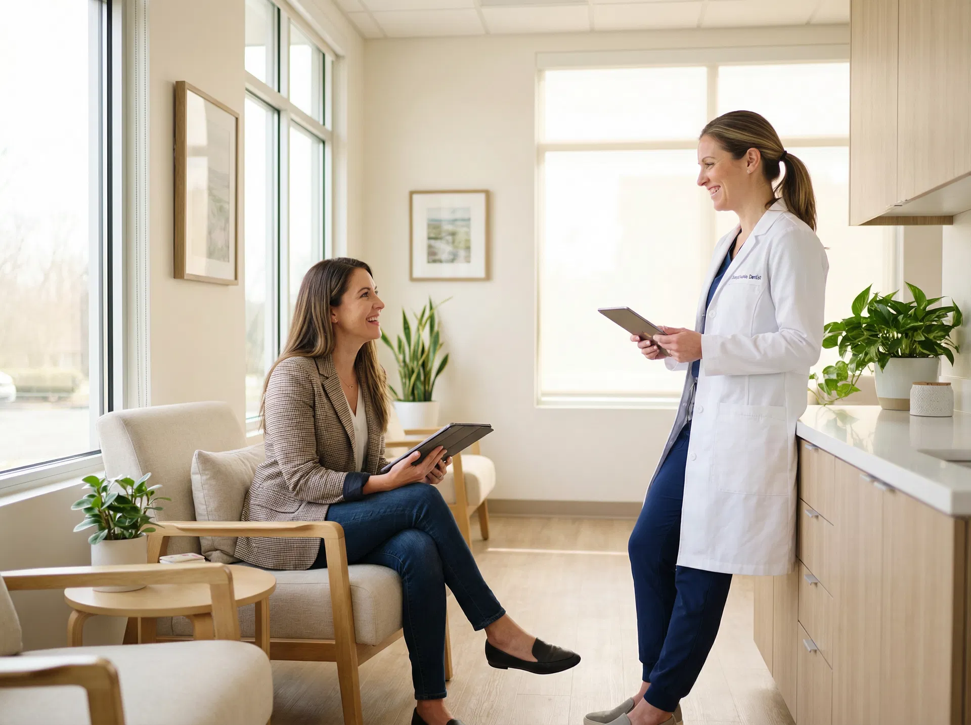 Patient having a relaxed dental consultation