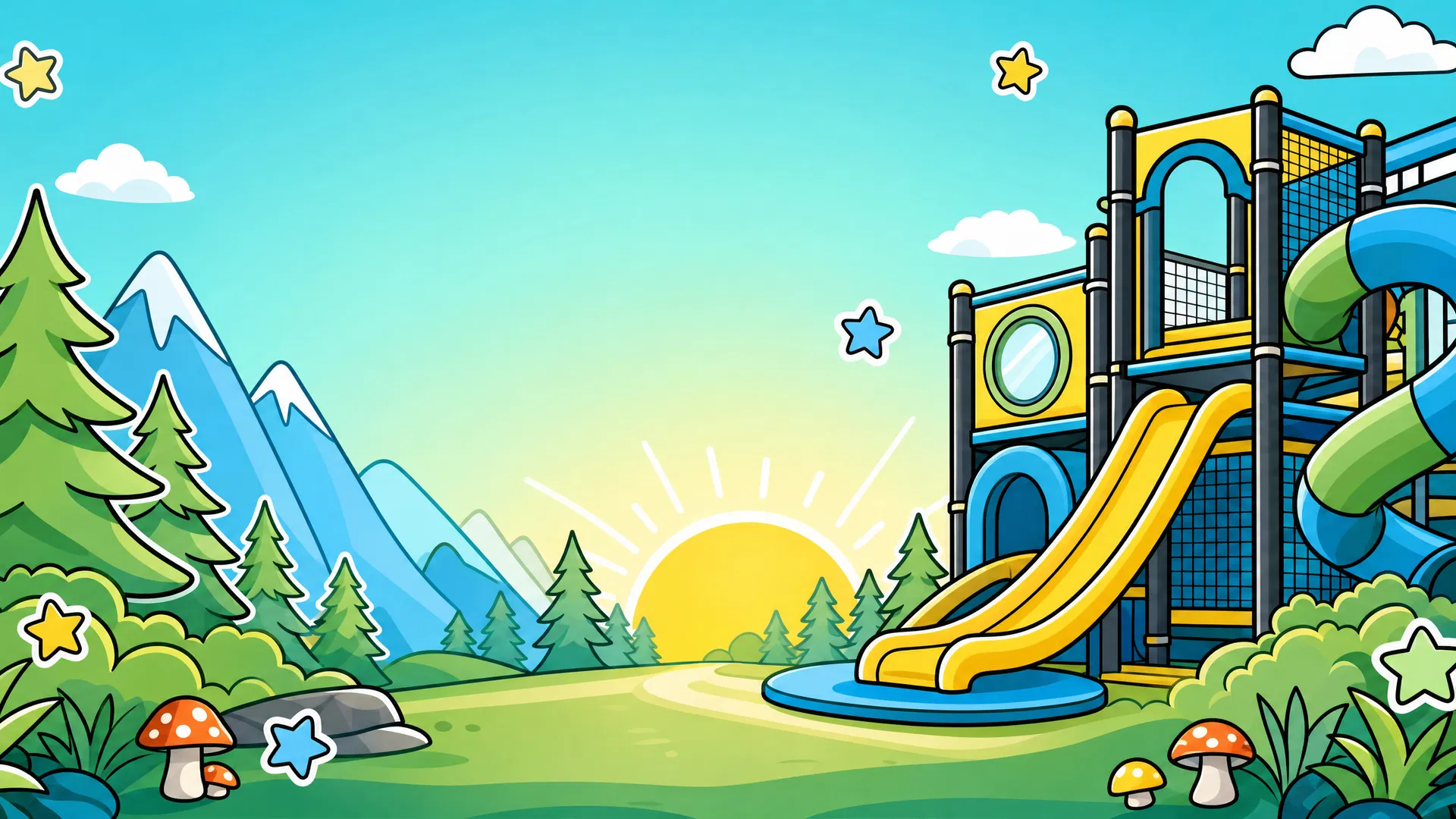 Illustrated Utah indoor playground adventure scene