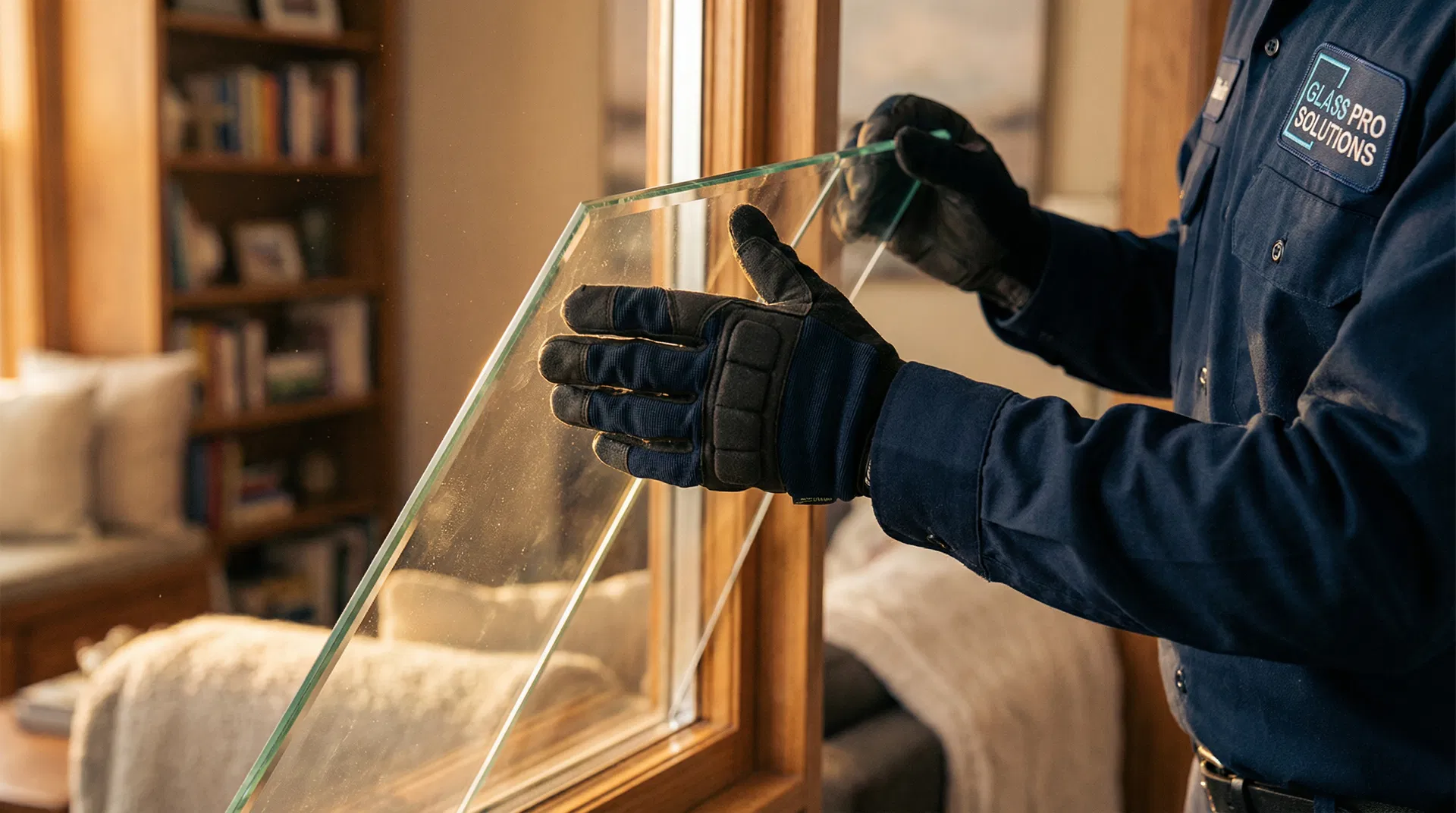 Close-up of foggy condensation between window panes showing a failed seal