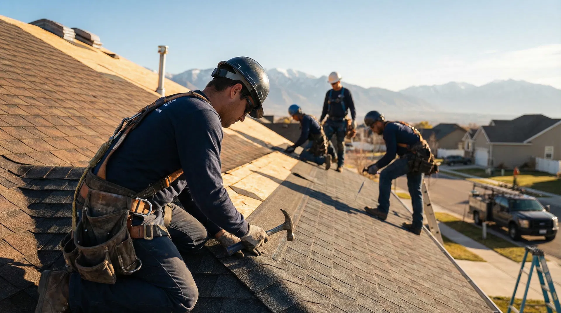 Shelley Construction roofing crew at work in Utah