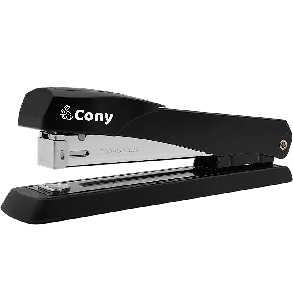 Grapadora Metálica Grande CONY 25 Hojas, Tira Completa, Negra