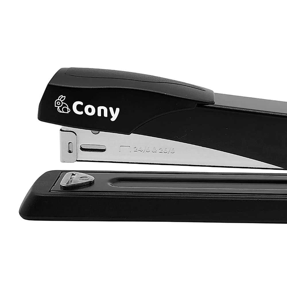 Grapadora Metálica Grande CONY 25 Hojas, Tira Completa, Negra