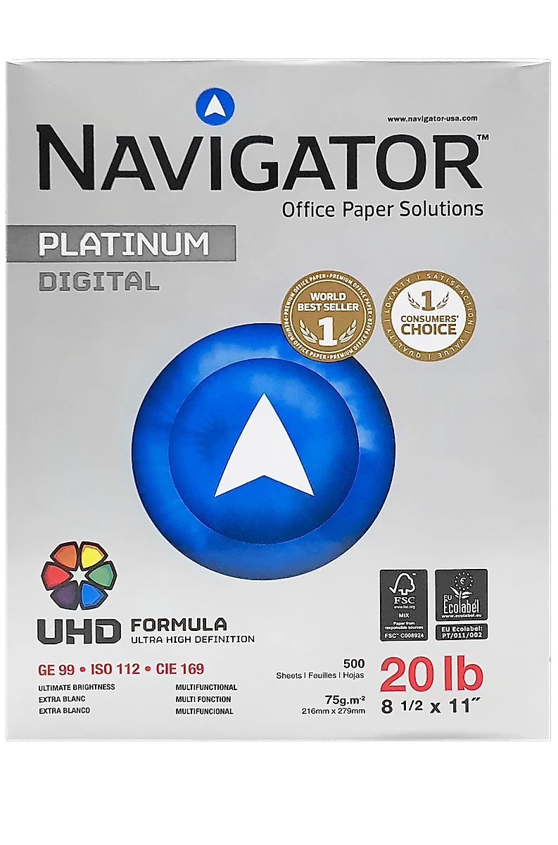 Resma de Papel 8.5" x 11", Navigator Platinum 75gm