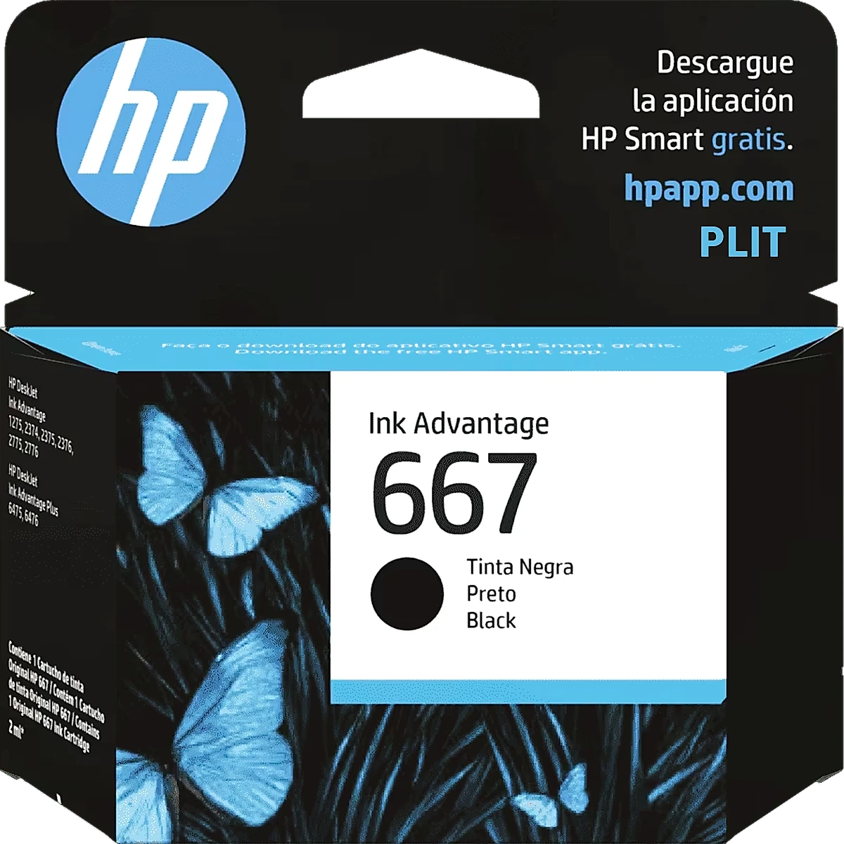 Cartucho Original HP 667 (3YM79AL), Negro, 2 ml