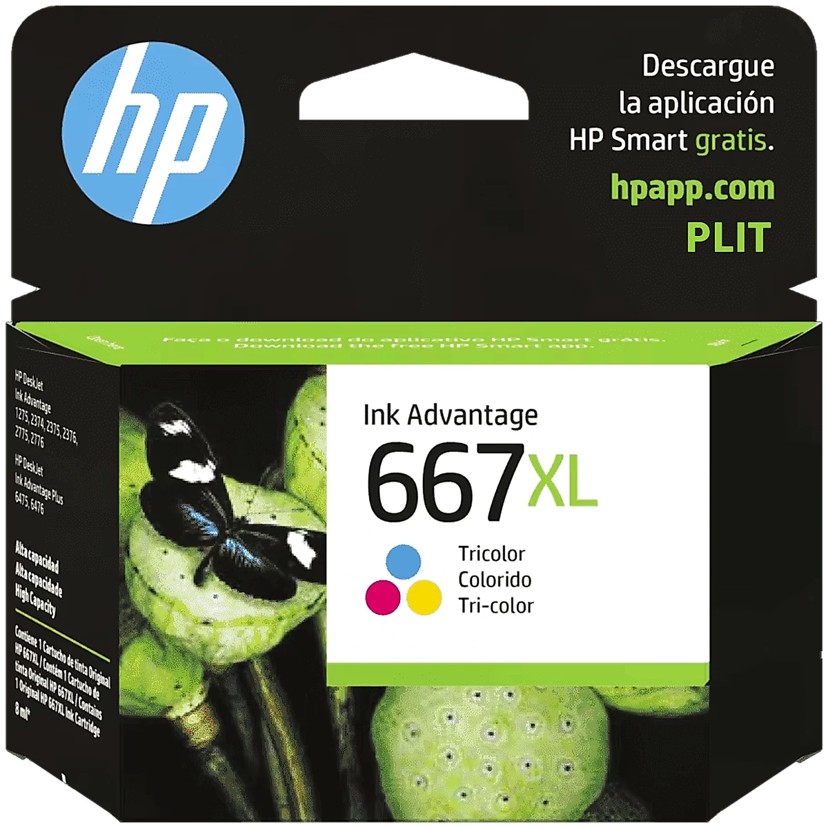 Cartucho de Tinta HP 667XL Tricolor 8ml de Alto Rendimiento Ink Advantage Original