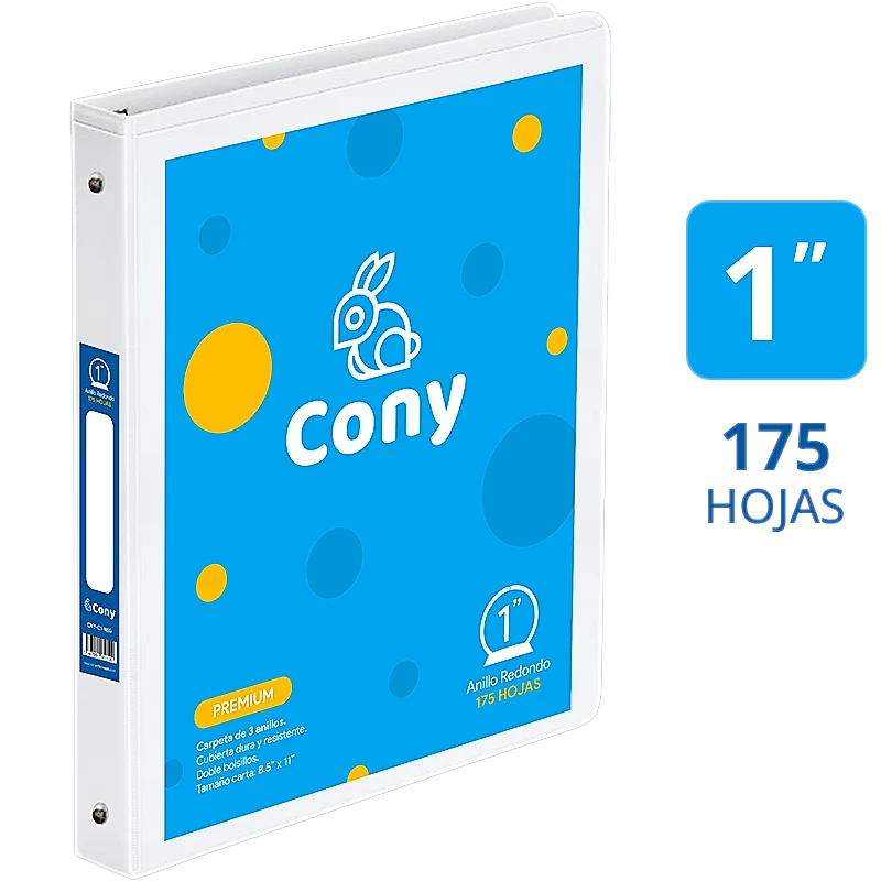 Carpeta Cony 1 pulgada con Cover, Blanca