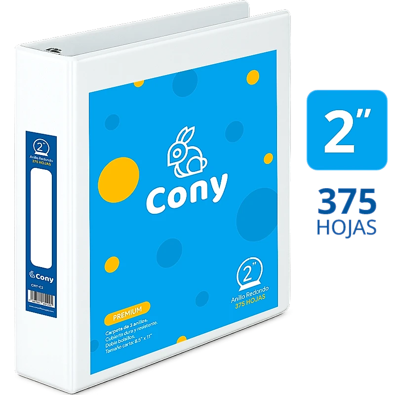 Carpeta Cony de 2 Pulgadas con Cover, Blanca