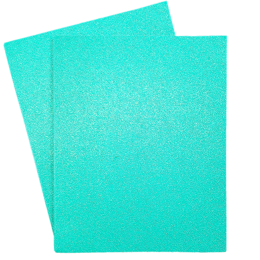 Foamy Escarchado con Brillo 9" x 12", Color Verde Turquesa, 10 Hojas