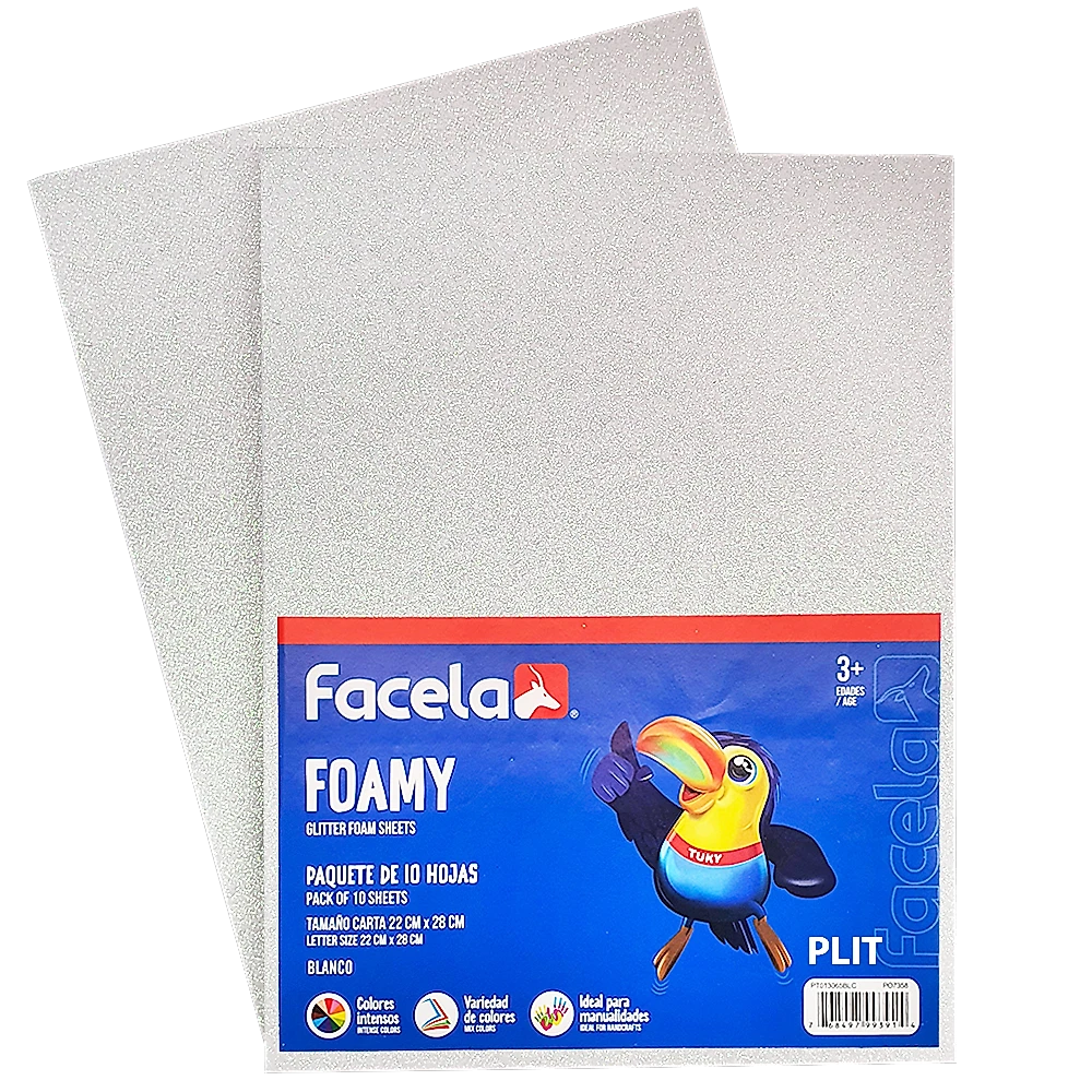 Foamy Escarchado con Brillo 9" x 12", Blanco, 10 Hojas